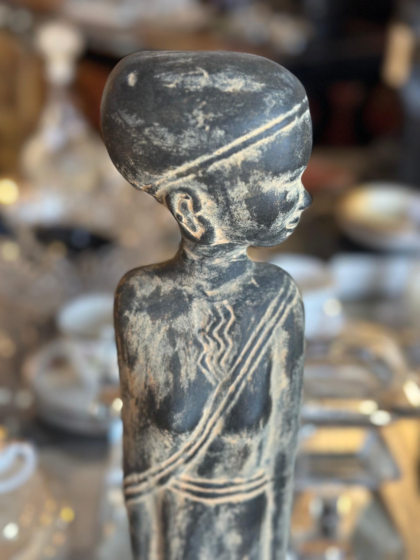 African Style Chalkware Statues