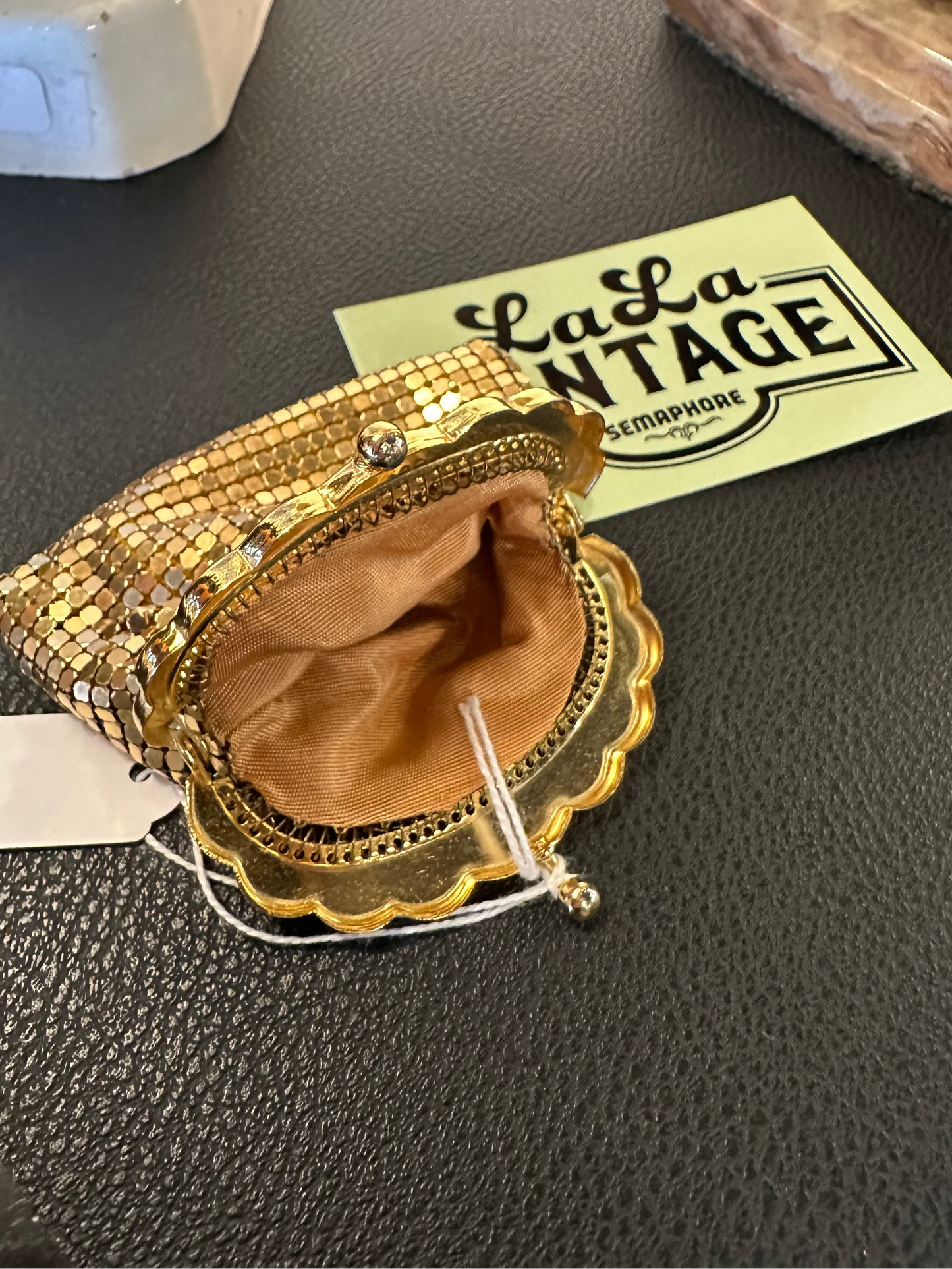 Vintage Glomesh Gold Metal Mesh Coin Purse | Retro Mid-Century Kiss-Lock Pouch