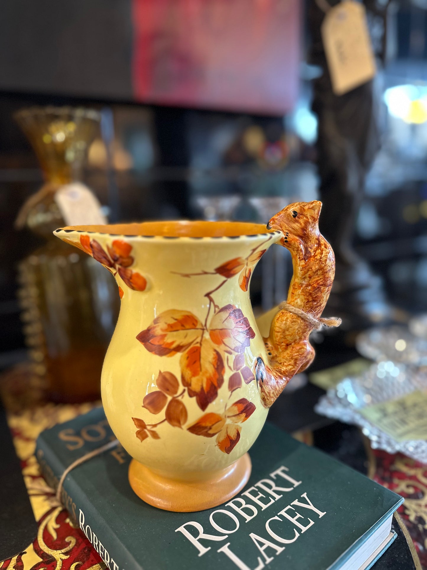 Vintage 1930s Burleigh Ware Art Deco Squirrel Handle Jug | English Pottery Pitcher