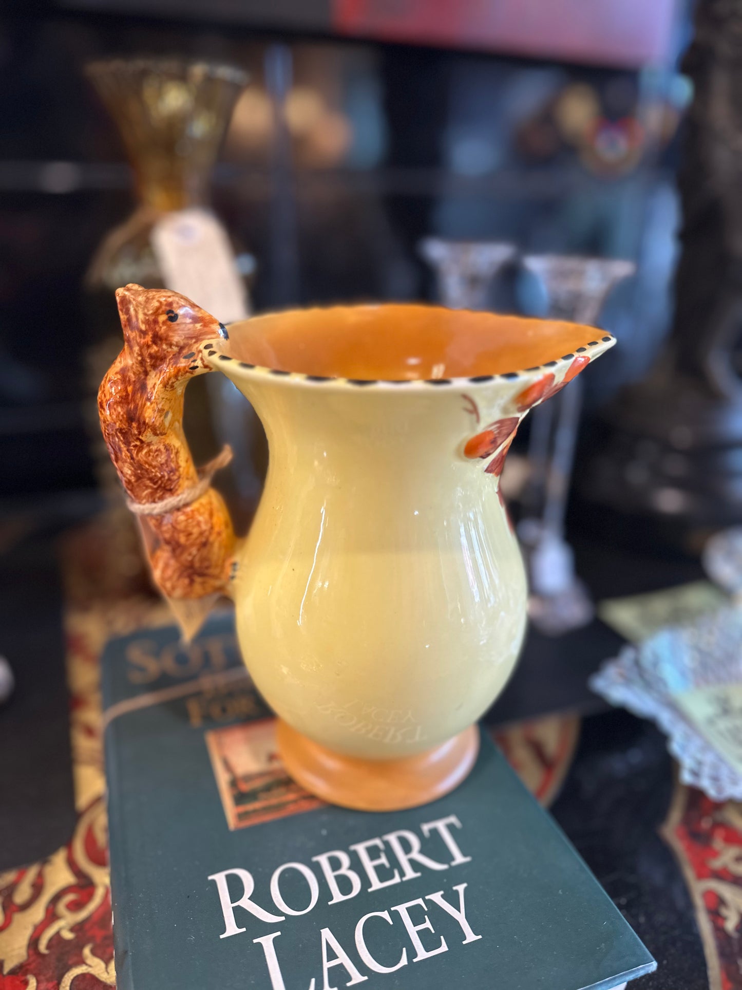 Vintage 1930s Burleigh Ware Art Deco Squirrel Handle Jug | English Pottery Pitcher