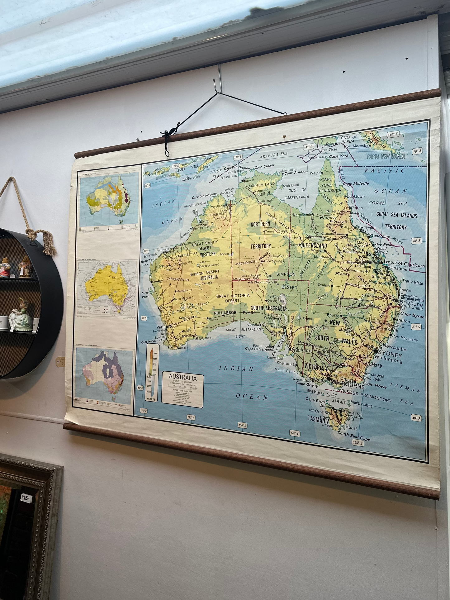 Vintage 1983 Jacaranda Press Australia School Map | Retro Roll-Up Canvas Wall Chart