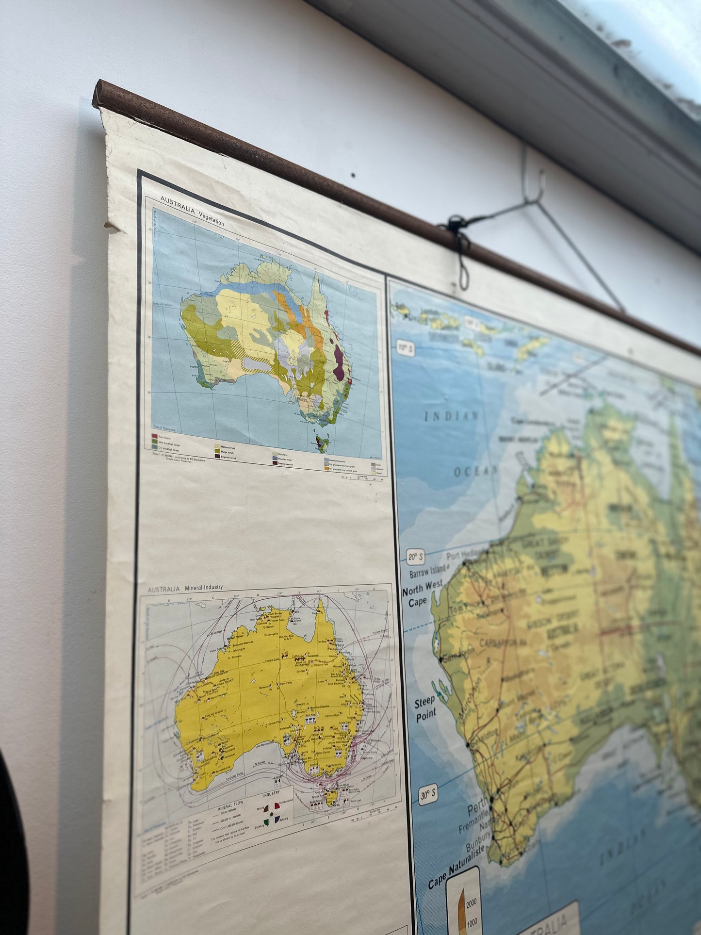 Vintage 1983 Jacaranda Press Australia School Map | Retro Roll-Up Canvas Wall Chart