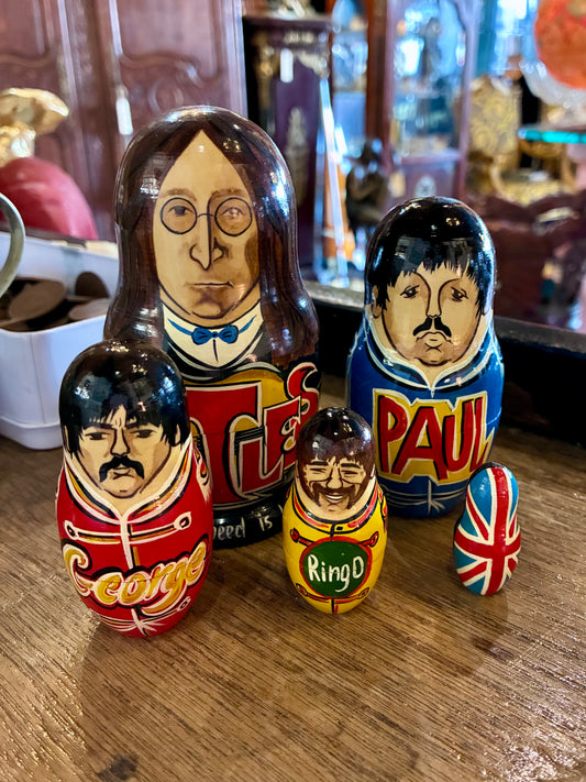 The Beatles Hand-Painted Babushka (Matryoshka) Nesting Dolls – Complete Set, All 4 Members