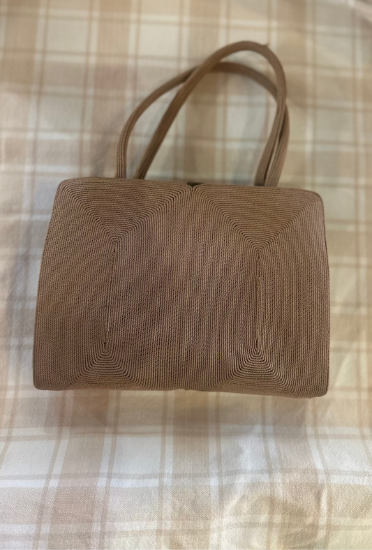 Vintage 1940s Genuine Cordé Handbag Taupe Brown | Made in England Art Deco Mid-Century Top Handle Purse