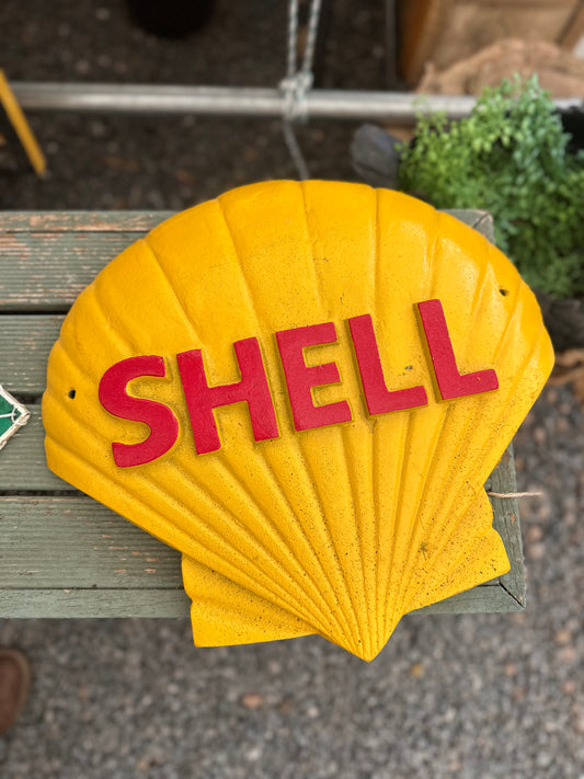 Vintage Style Large Cast Iron Shell Oil Plaque Sign | Retro Garagenalia Reproduction