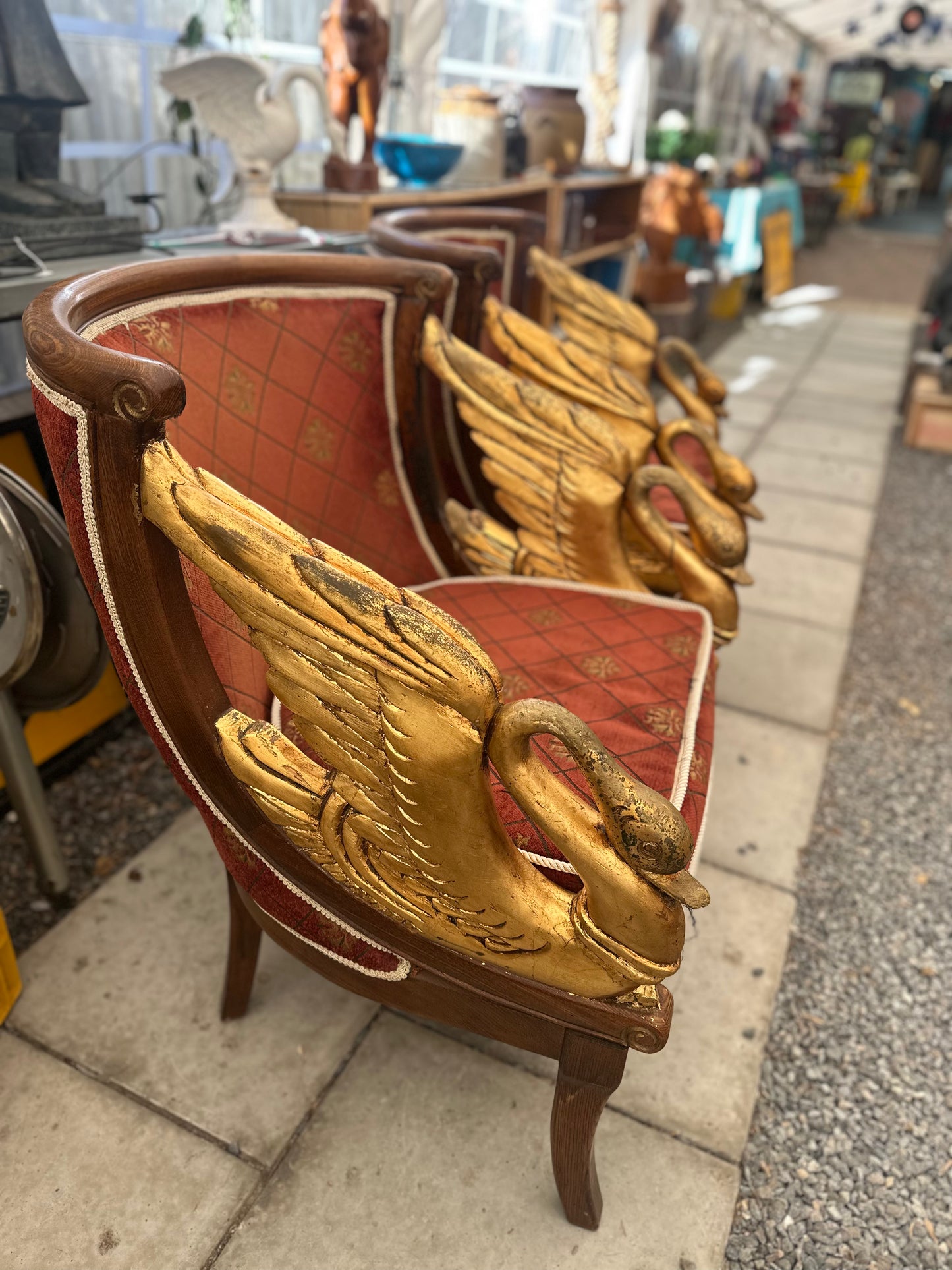 Vintage French Empire Style Gilt Swan Armchair | Neoclassical Statement Lounge Chair