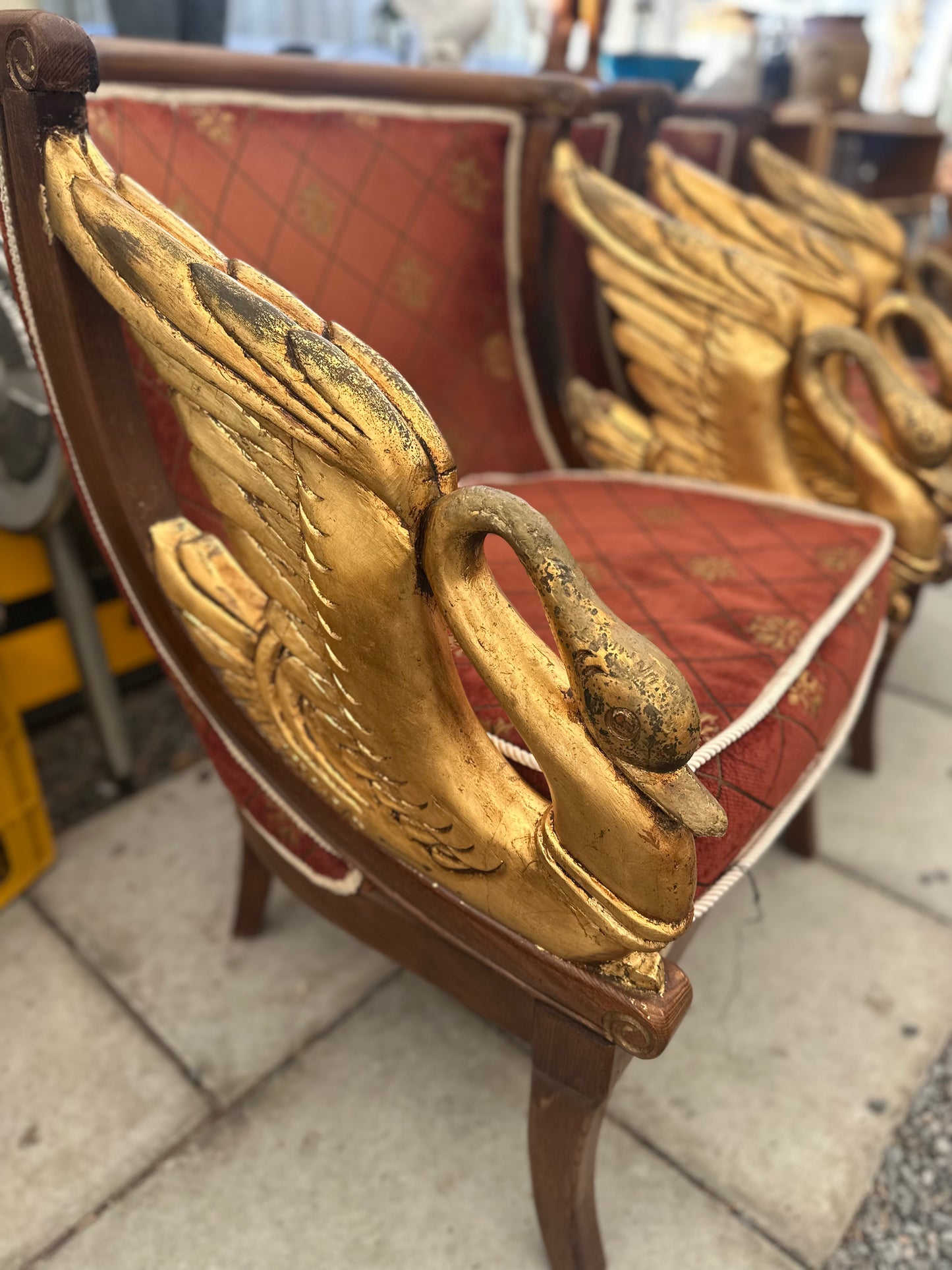 Vintage French Empire Style Gilt Swan Armchair | Neoclassical Statement Lounge Chair