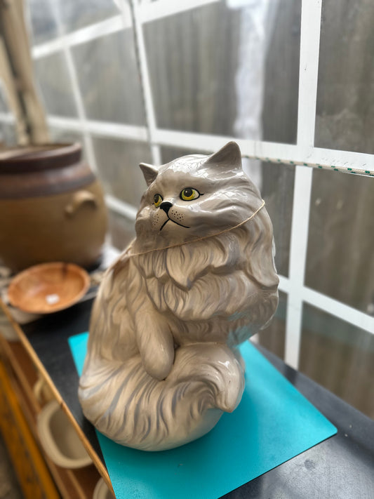Vintage Life-Size Ceramic Persian Cat Statue | Mid-Century Home Decor
