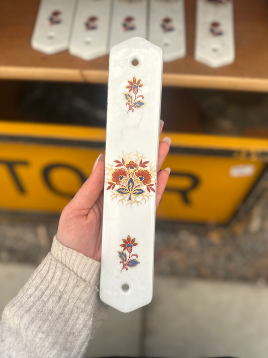 Vintage French Limoges Porcelain Floral Door Finger Plates | Pair