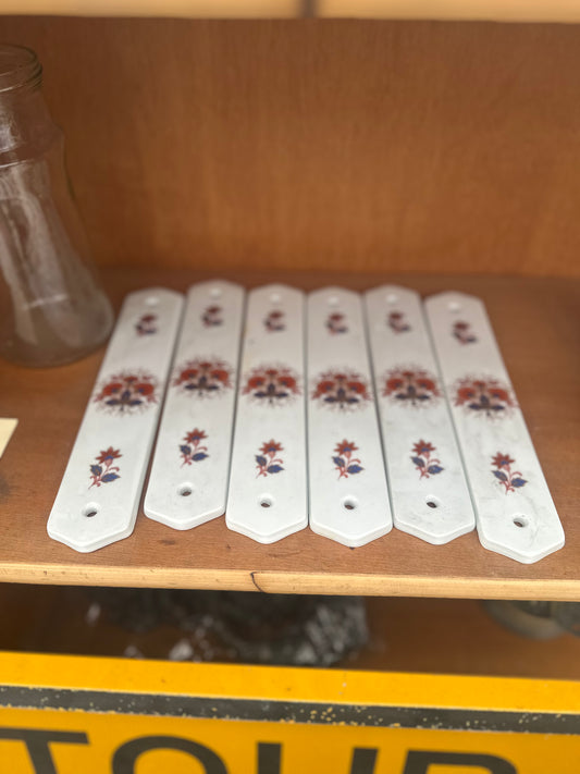 Vintage French Limoges Porcelain Floral Door Finger Plates | Pair