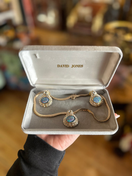 Vintage Australian Opal Necklace & Earring Set