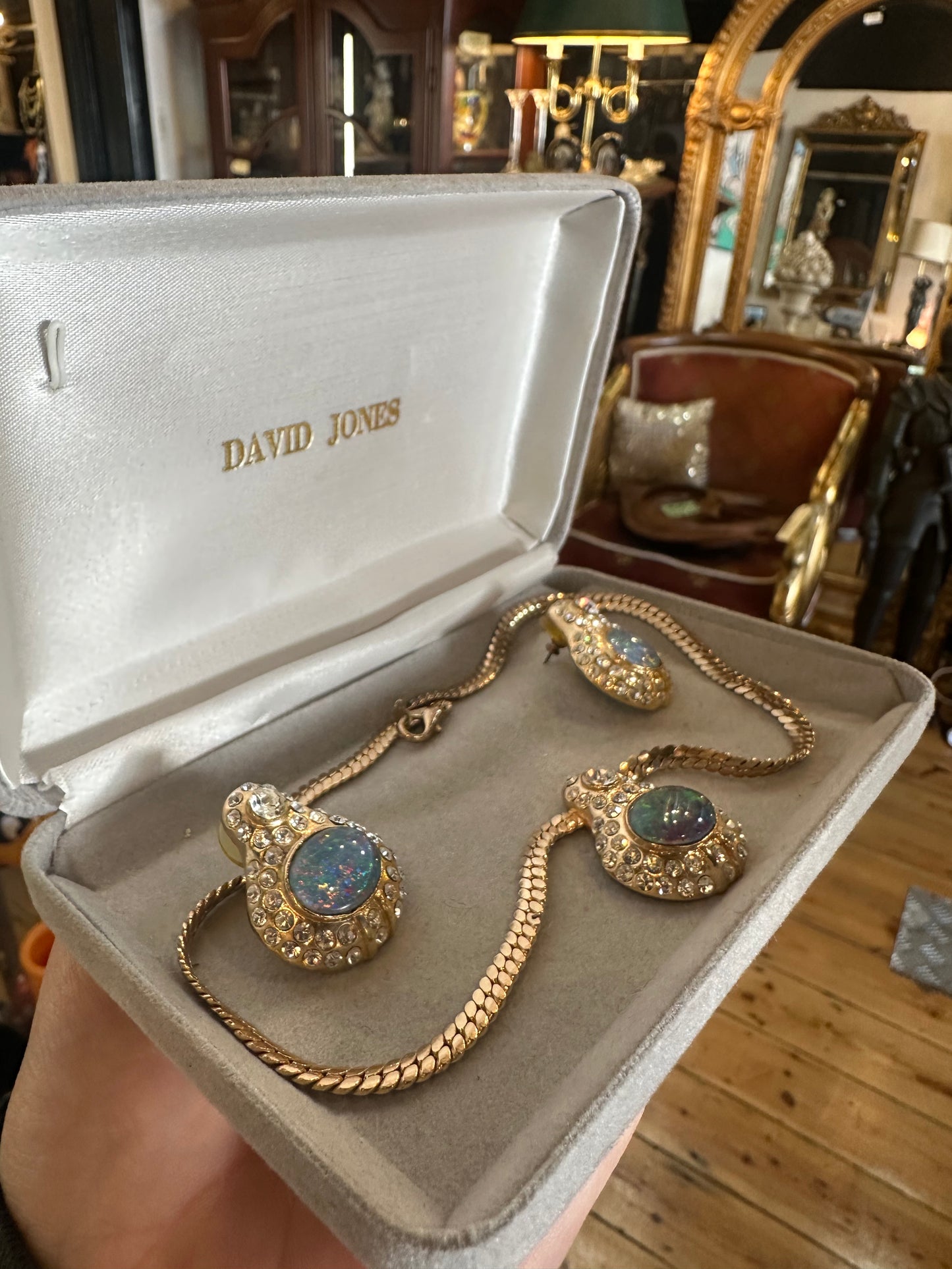 Vintage Australian Opal Necklace & Earring Set