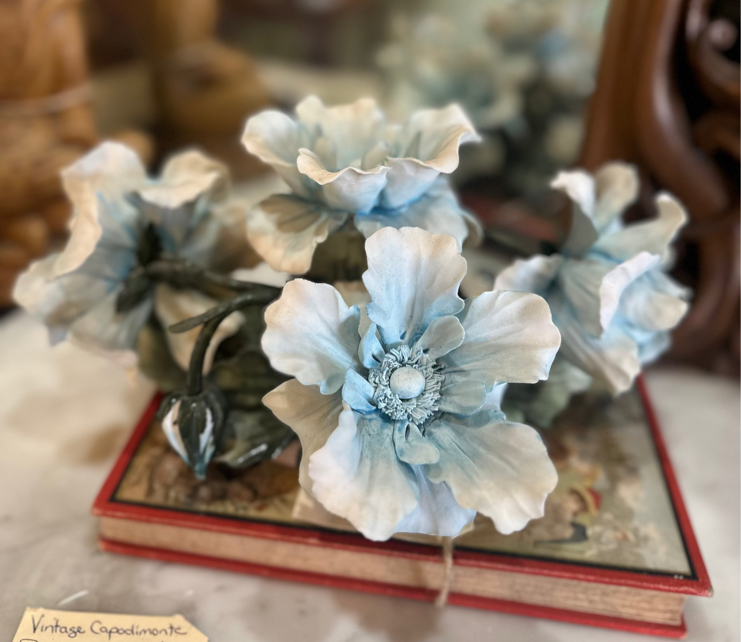 Vintage Porcelain Floral Sculpture / Capodimonte-Style Flower Arrangement Figurine