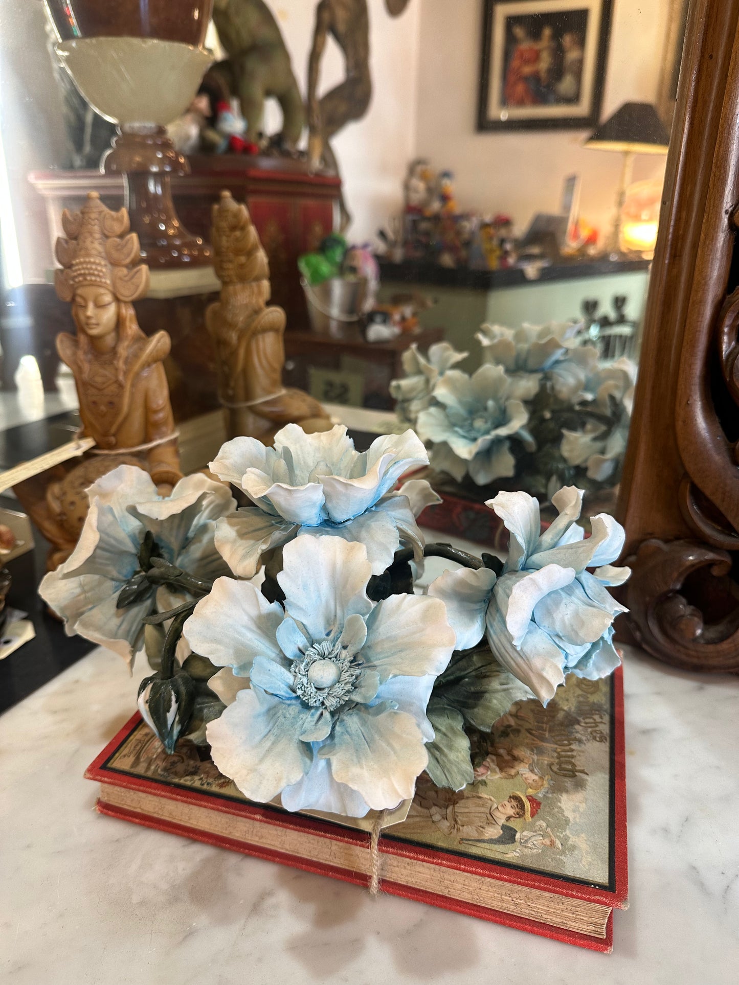 Vintage Porcelain Floral Sculpture / Capodimonte-Style Flower Arrangement Figurine