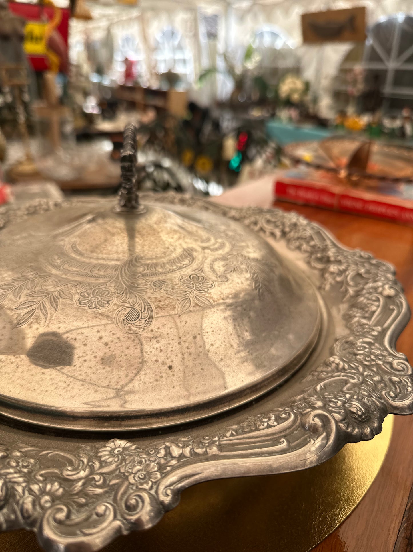 Vintage Silver Plated Covered Casserole Serving Dish | Ornate Neoclassical Lidded Entrée Dish with Glass Insert