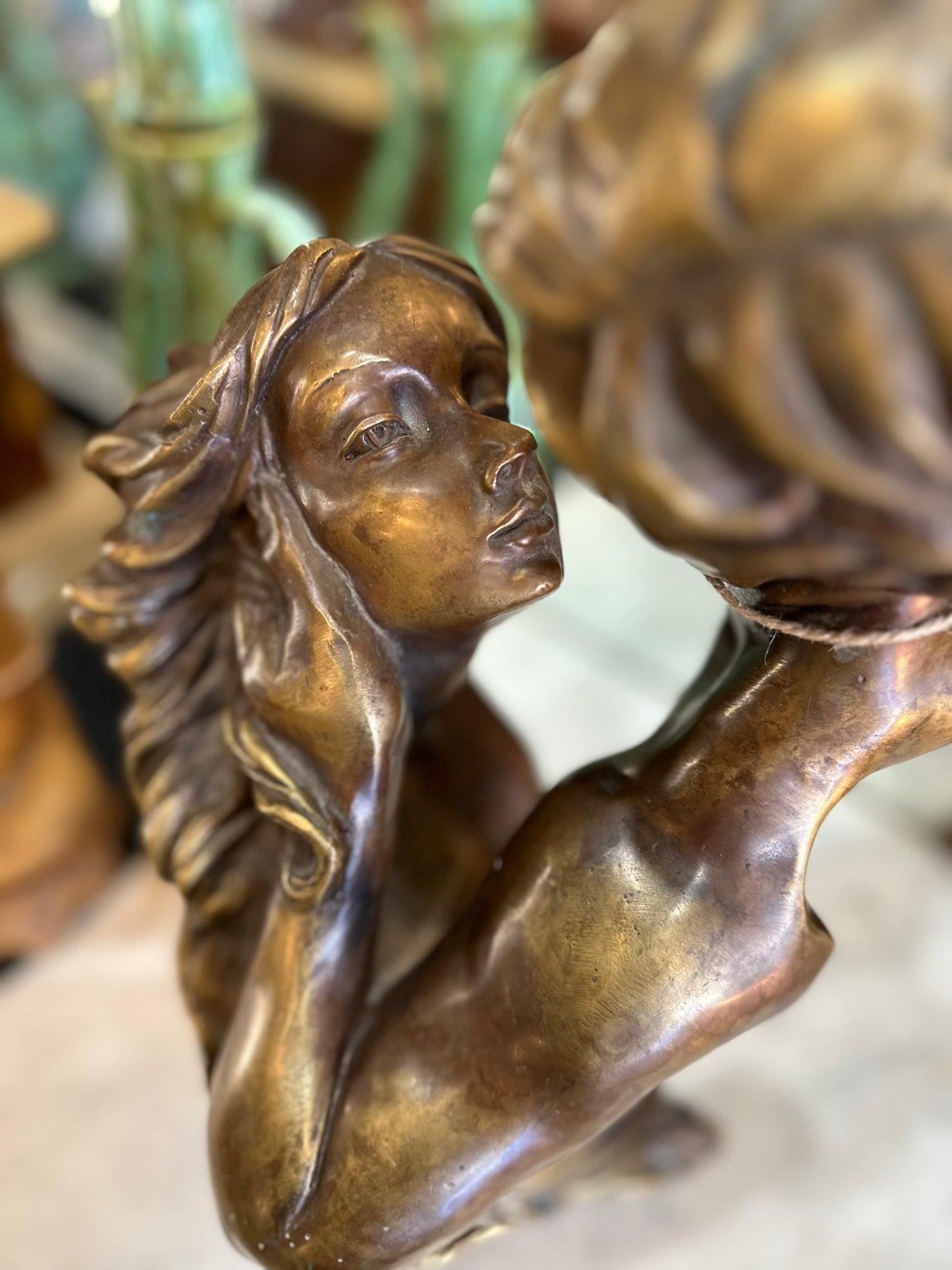 Vintage Neoclassical Bronze Kissing Lovers Sculpture