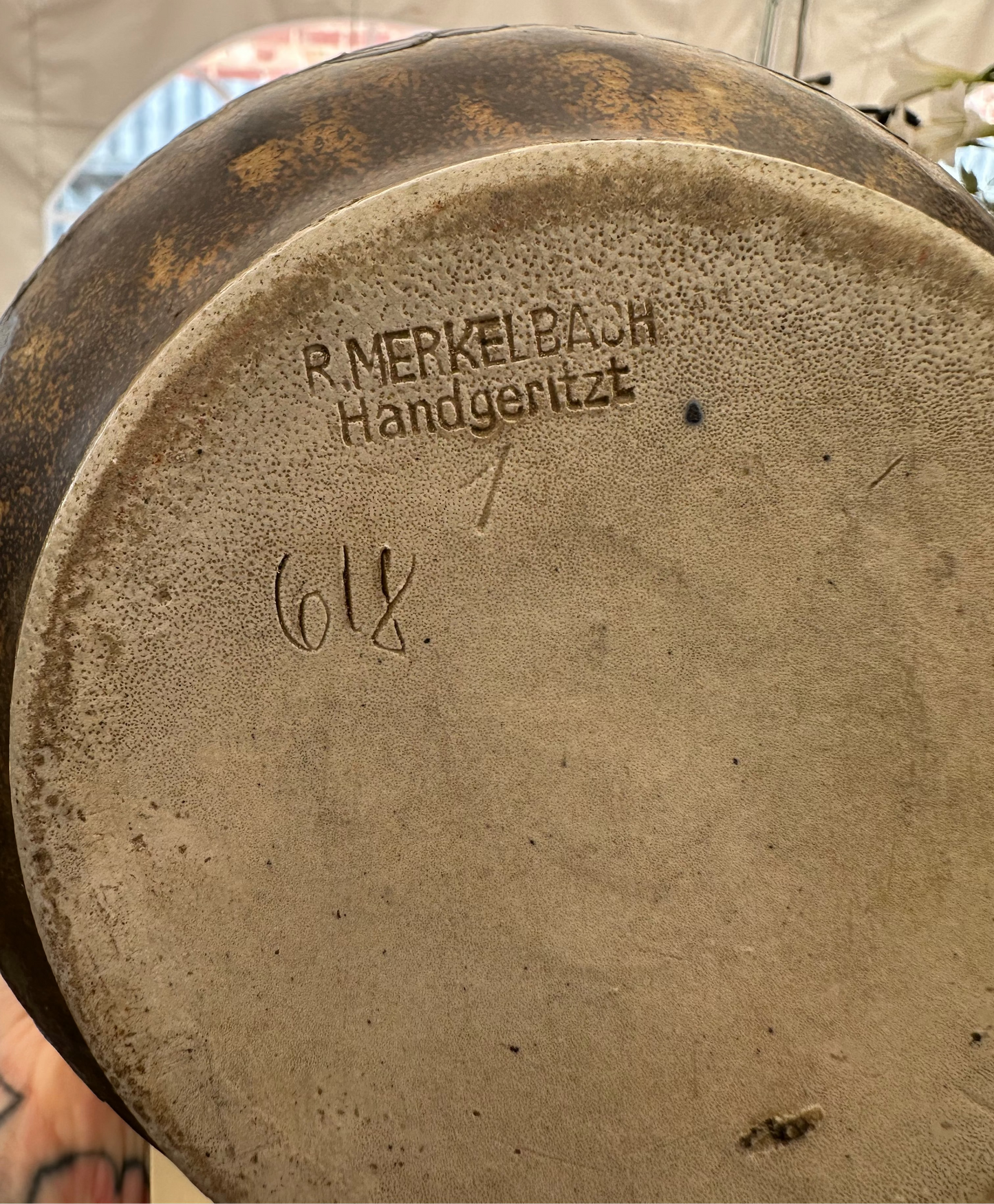 Vintage Reinhold Merkelbach Handgeritzt German Salt-Glazed Lidded Jug – Handcrafted Ceramic Pitcher