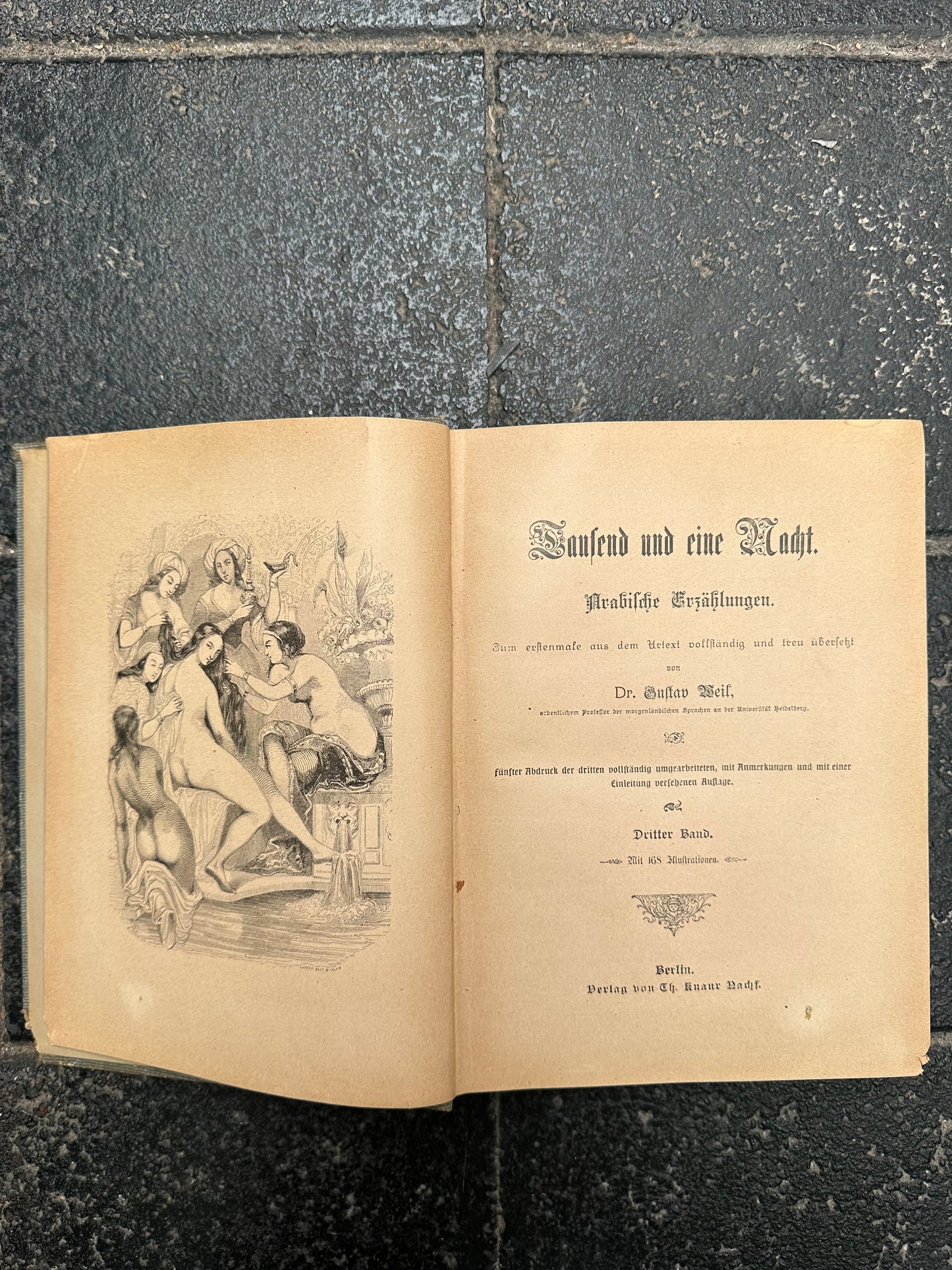 Antique Tausend und eine Nacht German Edition - Gustav Weil Illustrated Arabian Nights - Art Nouveau Binding