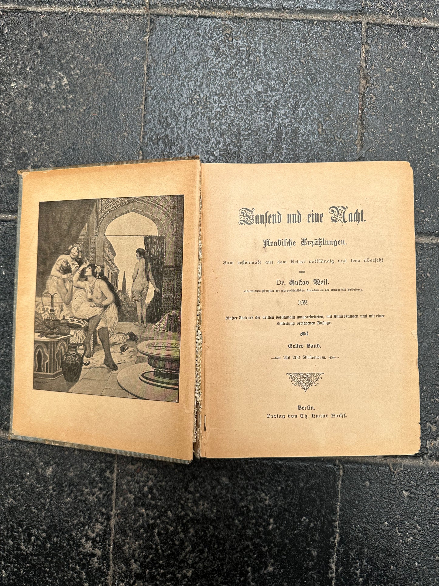 Antique Tausend und eine Nacht German Edition - Gustav Weil Illustrated Arabian Nights - Art Nouveau Binding
