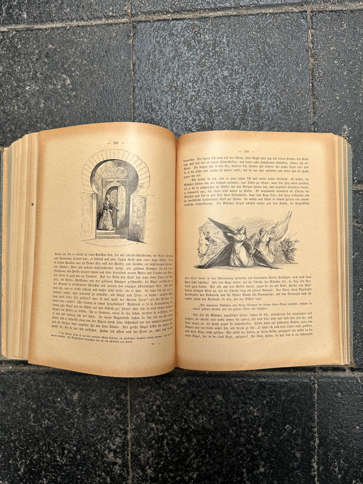 Antique Tausend und eine Nacht German Edition - Gustav Weil Illustrated Arabian Nights - Art Nouveau Binding