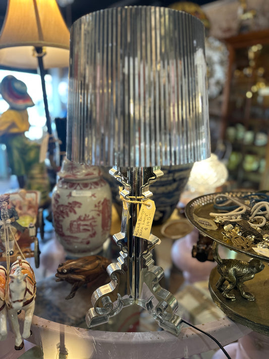 Chrome Silver "Bourgie" Style Table Lamp – Baroque Inspired Design | Hollywood Regency Decor