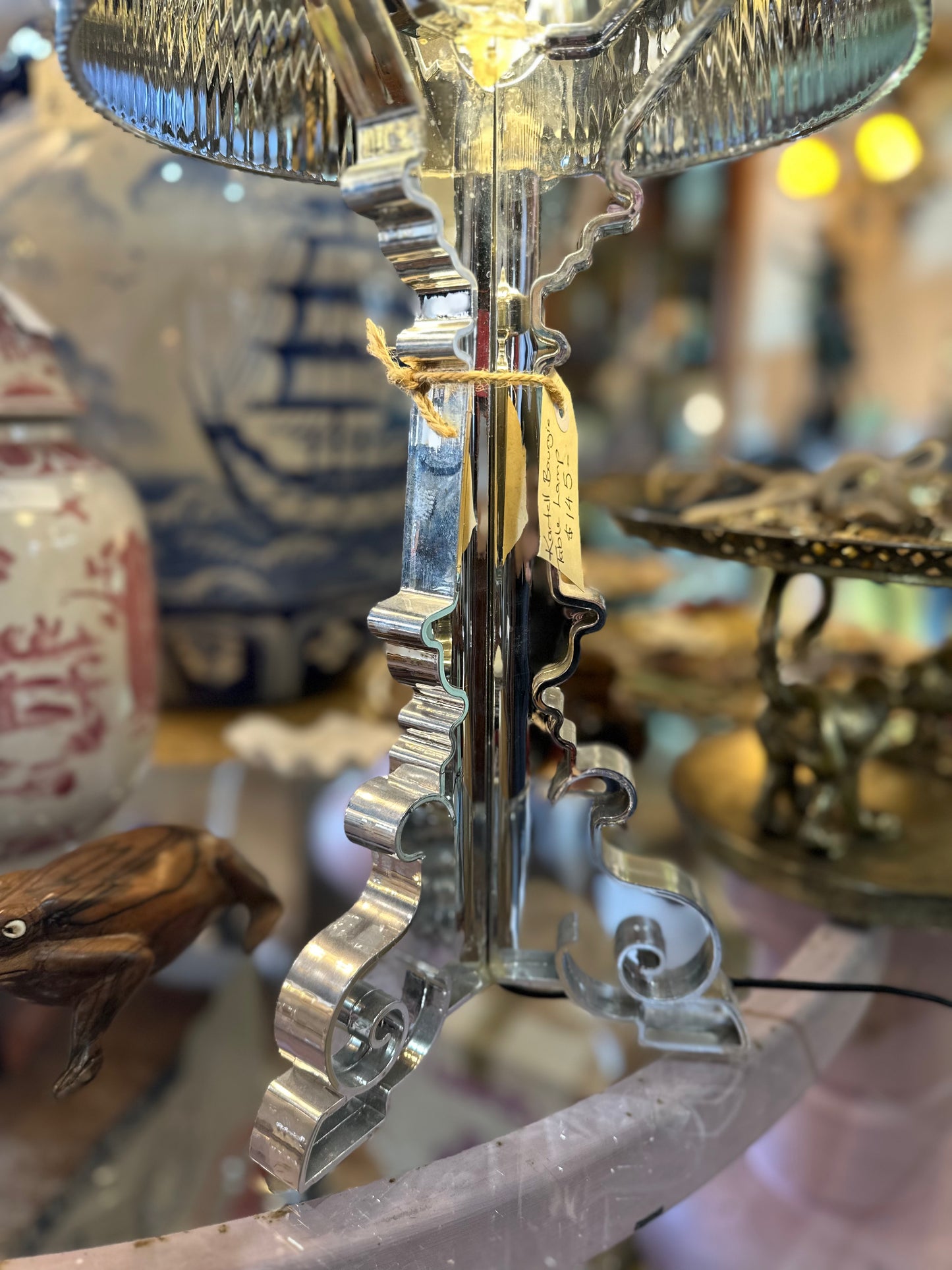 Chrome Silver "Bourgie" Style Table Lamp – Baroque Inspired Design | Hollywood Regency Decor