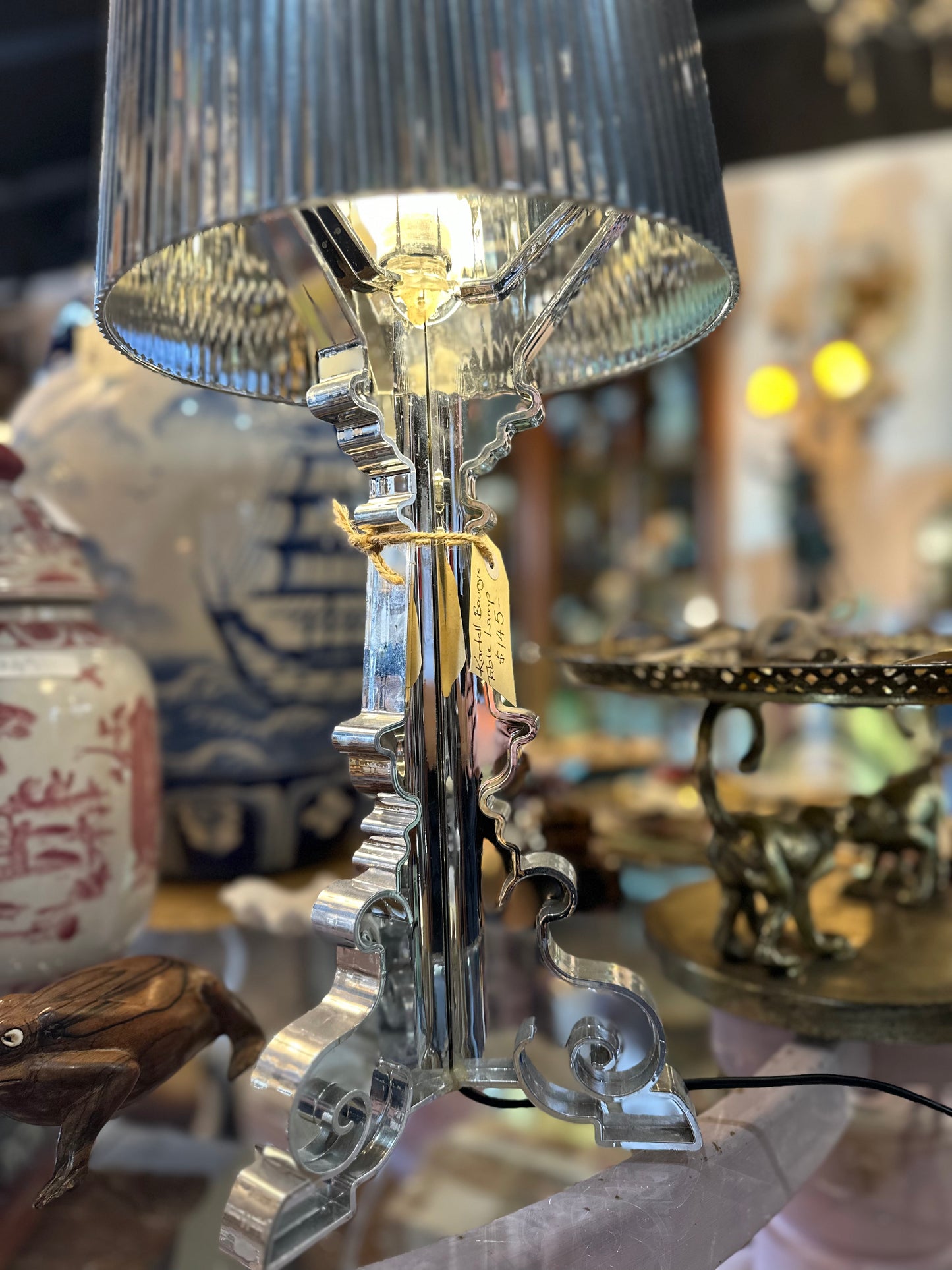 Chrome Silver "Bourgie" Style Table Lamp – Baroque Inspired Design | Hollywood Regency Decor