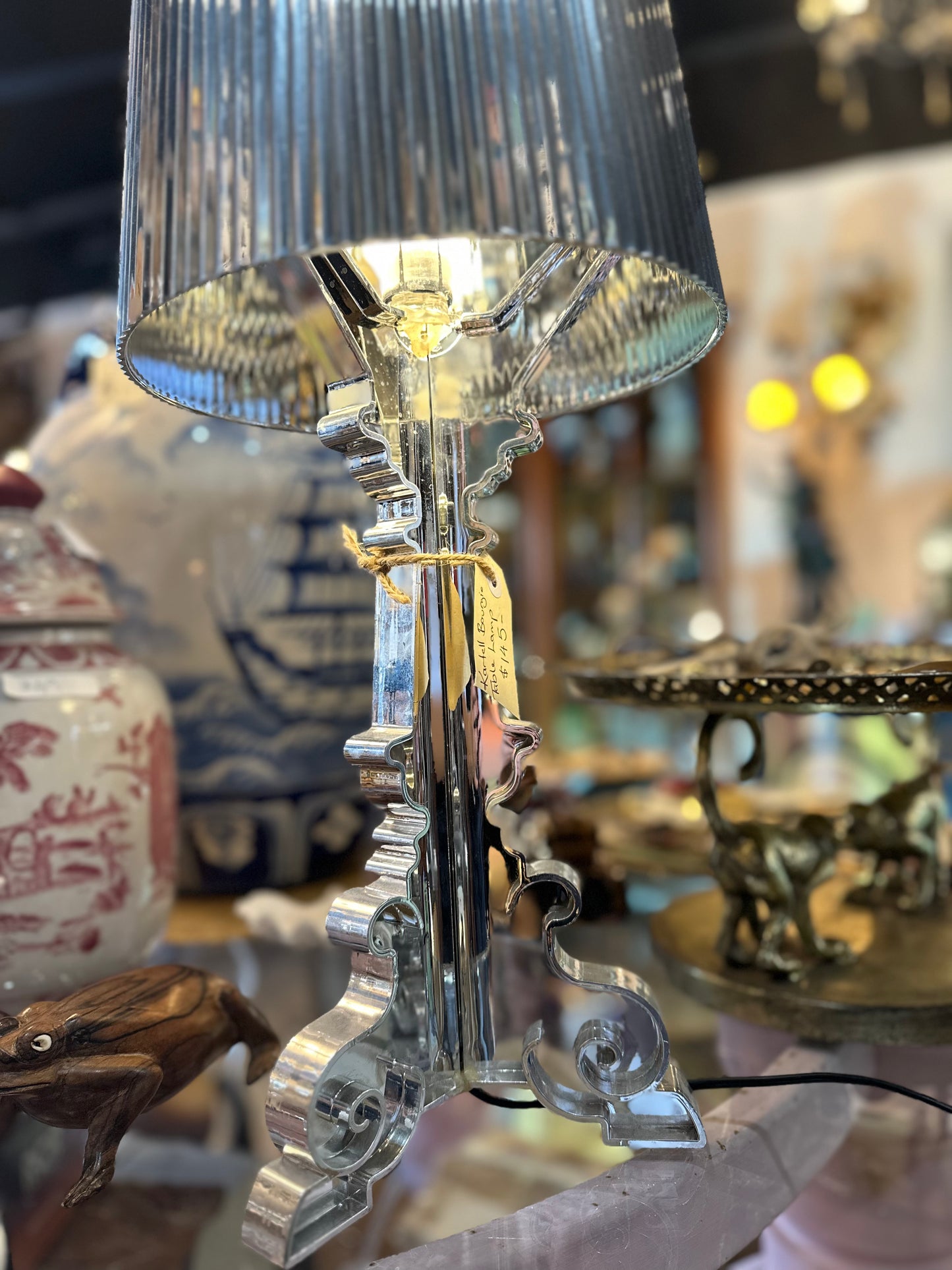 Chrome Silver "Bourgie" Style Table Lamp – Baroque Inspired Design | Hollywood Regency Decor