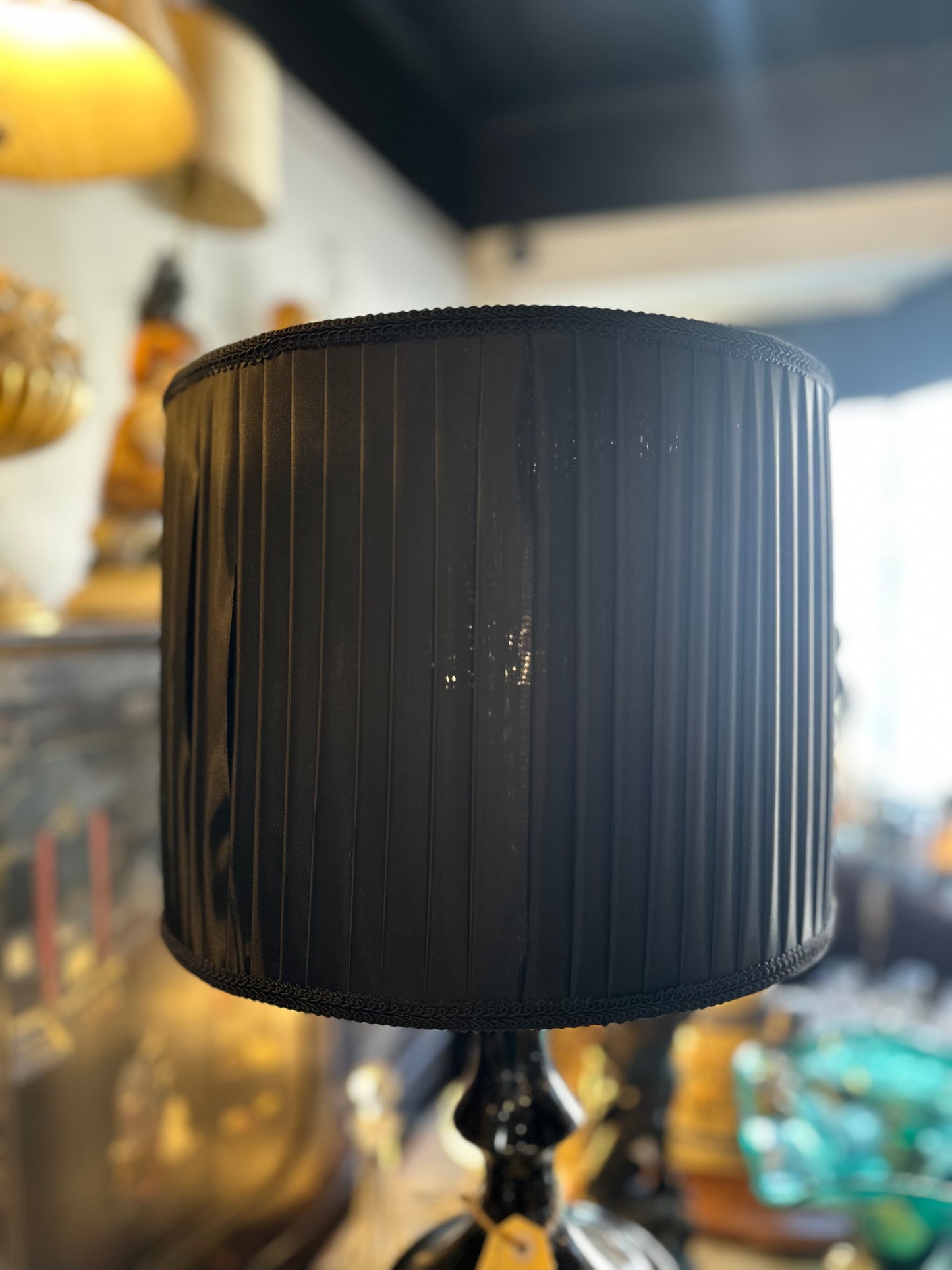 Vintage Mid-Century Black Glass Table Lamp | Hollywood Regency Trophy Urn Style | 1960s MCM Lighting