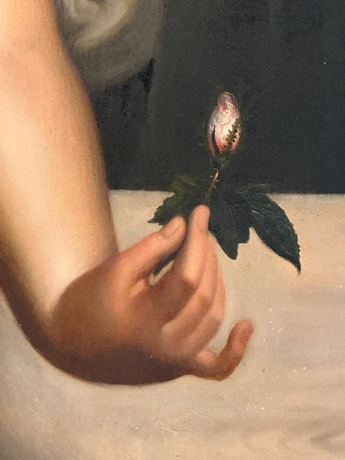 Antique 1884 Emil Preuss Oil Painting - Le Bouton de Rose (The Rose Bud) - Ornate Gilt Frame
