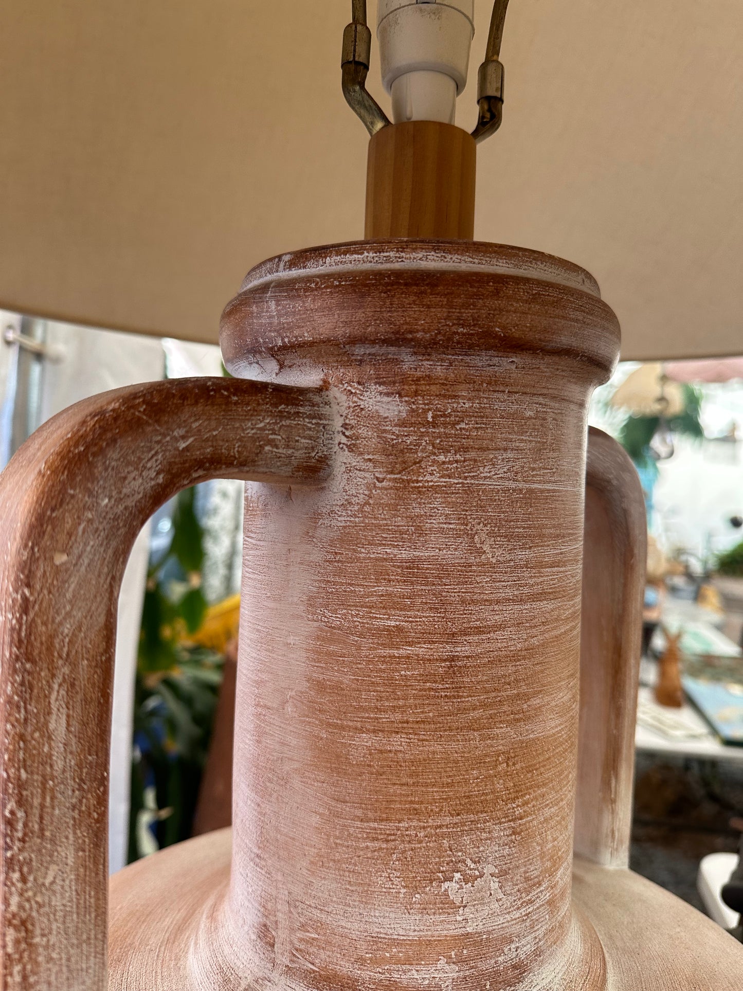 Large Vintage Terracotta Amphora Table Lamp | Mediterranean Urn Style with Linen Shade