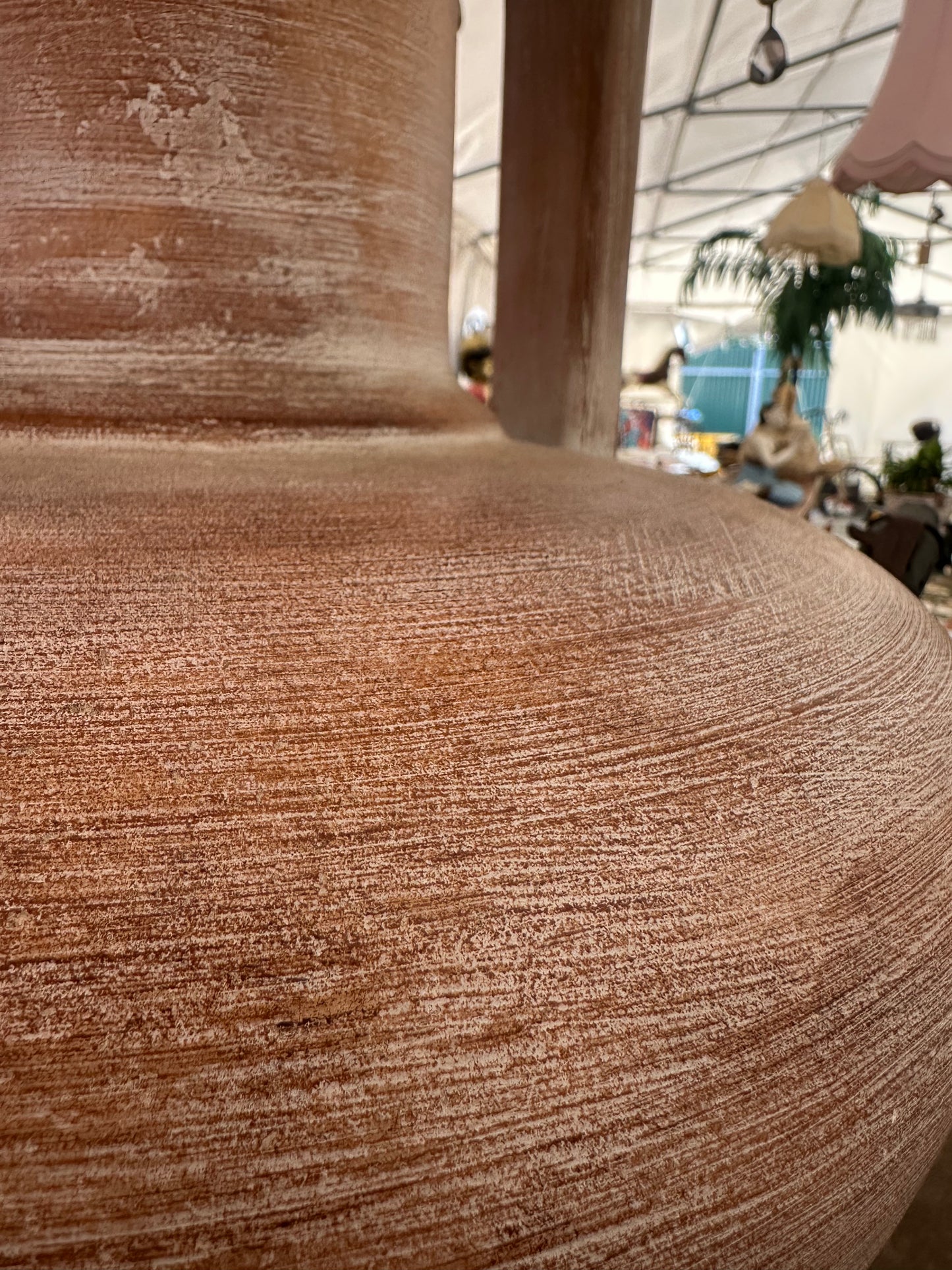 Large Vintage Terracotta Amphora Table Lamp | Mediterranean Urn Style with Linen Shade