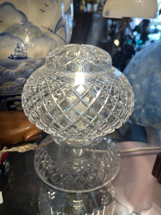 Vintage Art Deco Diamond Cut Crystal Mushroom Table Lamp