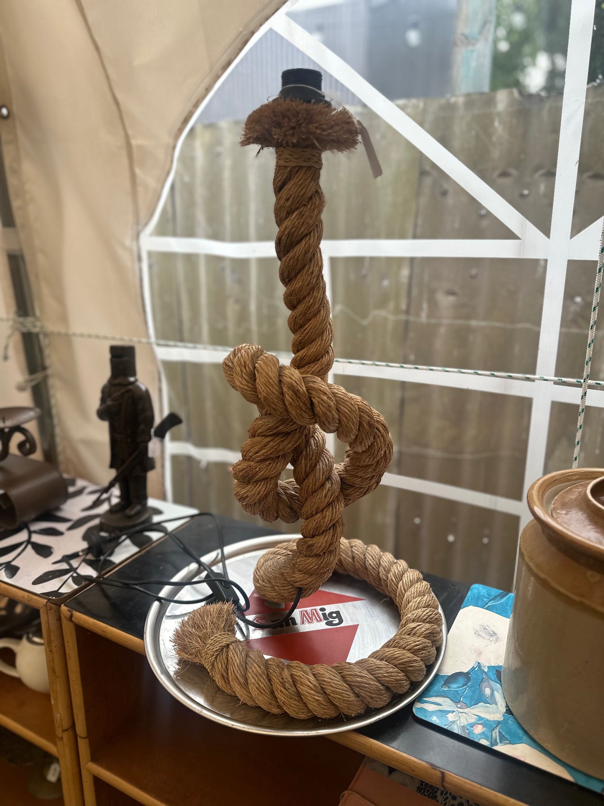 Nautical Rope Knot Table Lamp (Base only) - Hand-Twisted Manila Rope C ...