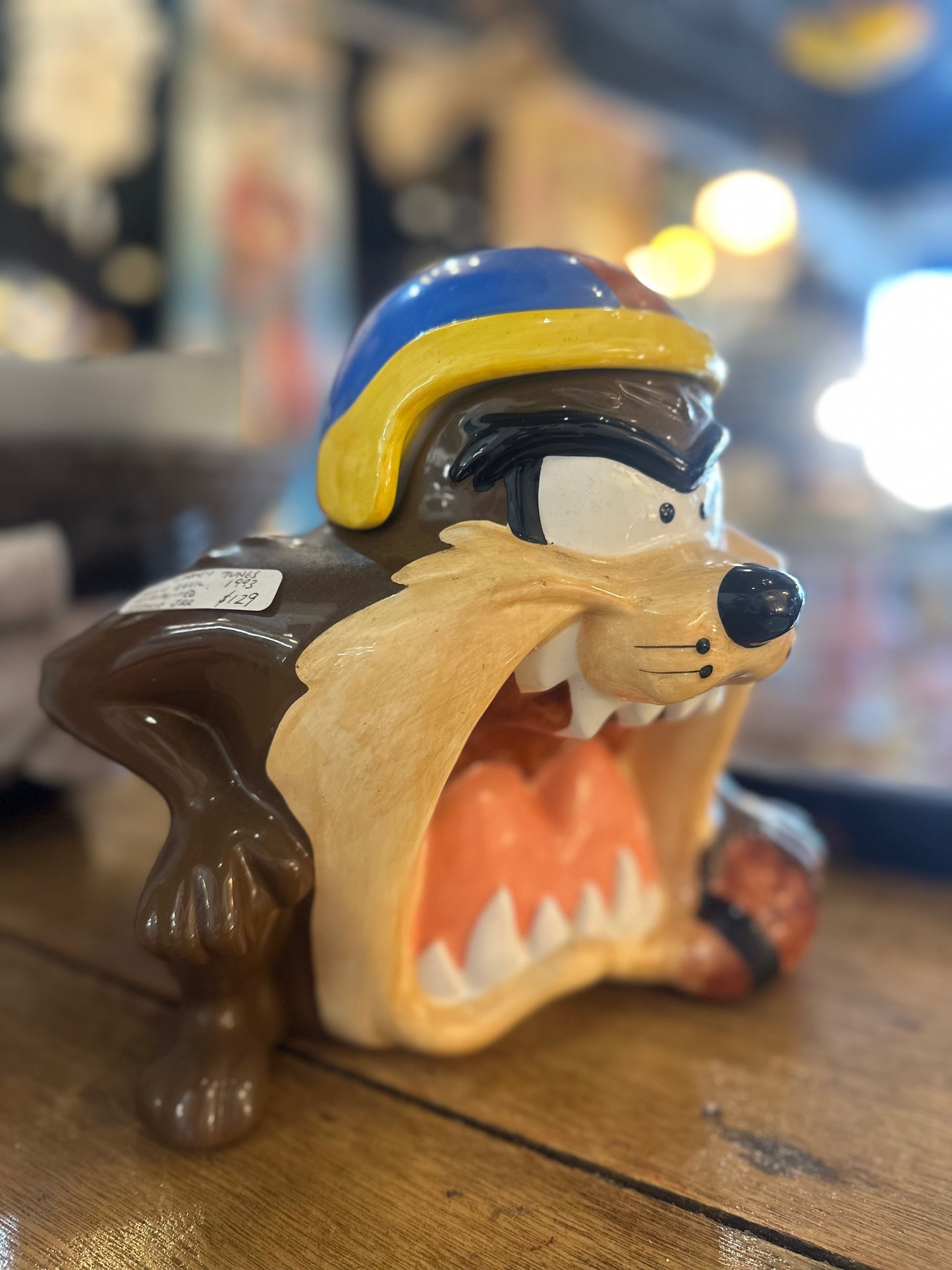 Vintage 1993 Looney Tunes Taz Tasmanian Devil Football Cookie Jar - Warner Bros Collectible