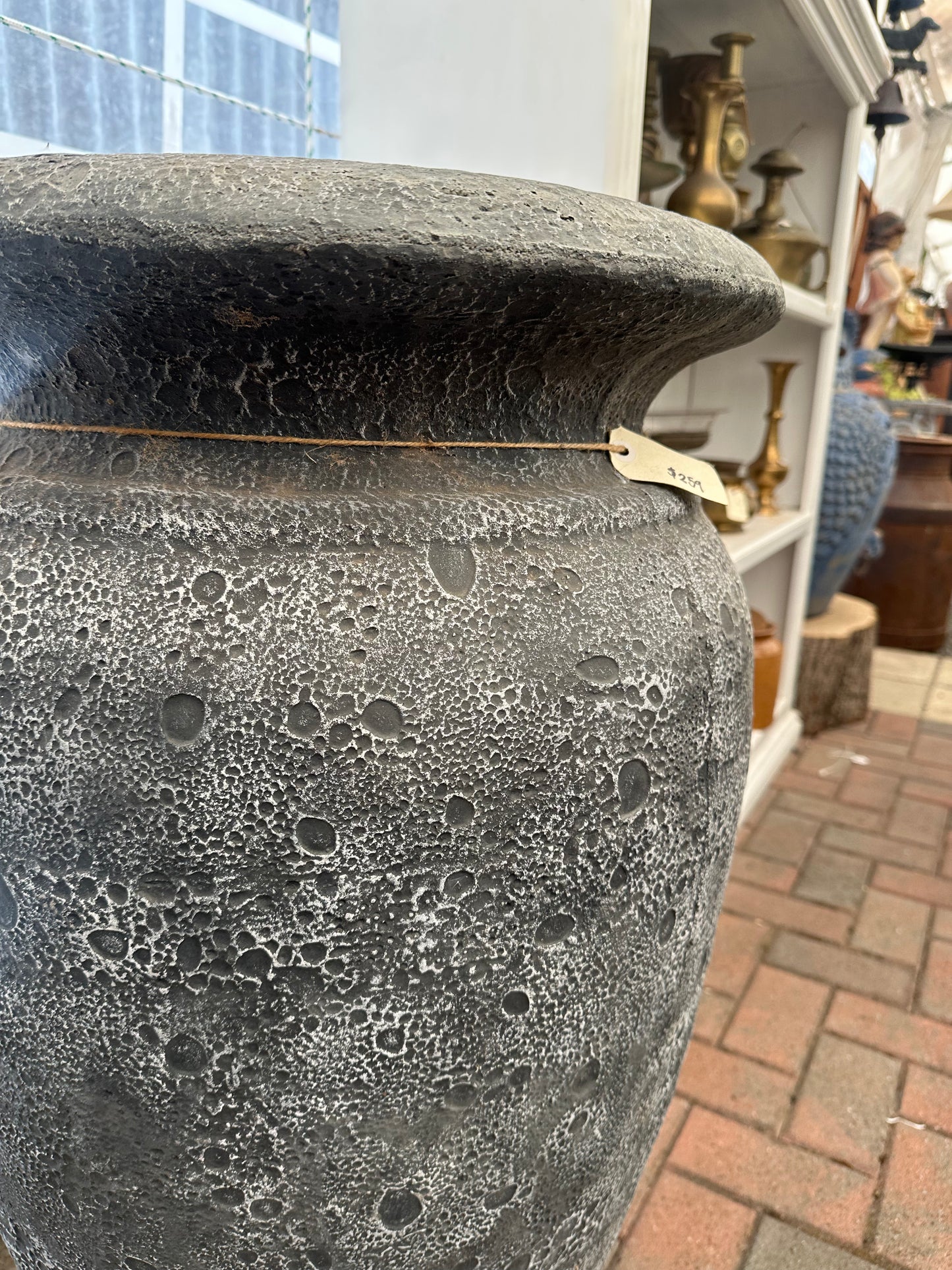 Large Vintage Fat Lava Floor Vase - Textured Crater Glaze Ceramic