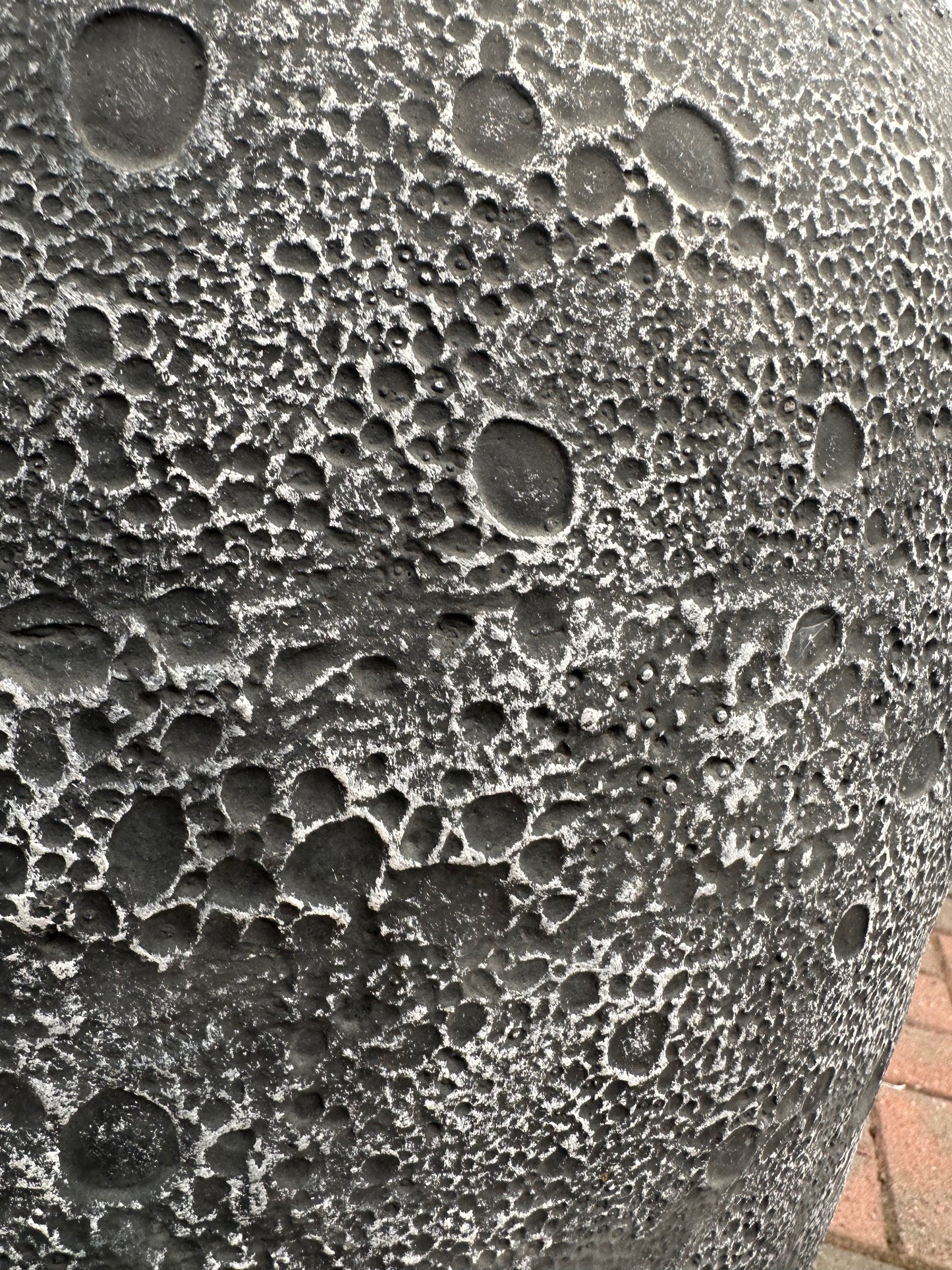 Large Vintage Fat Lava Floor Vase - Textured Crater Glaze Ceramic