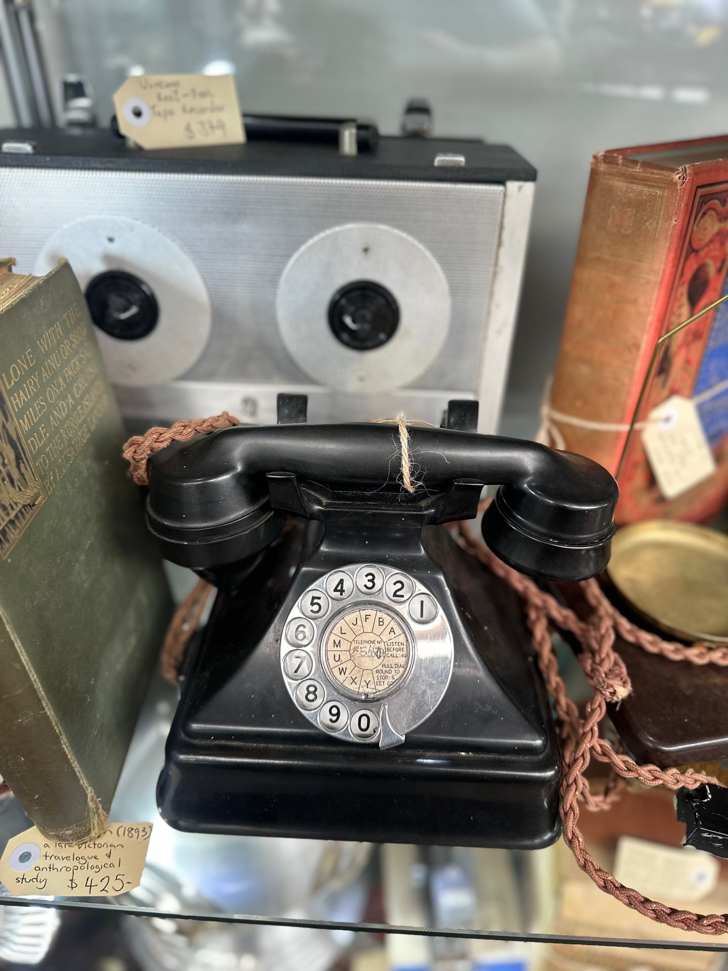 Vintage Black Bakelite Rotary Telephone PMG 35 - GEC Coventry Art Deco Desk Phone