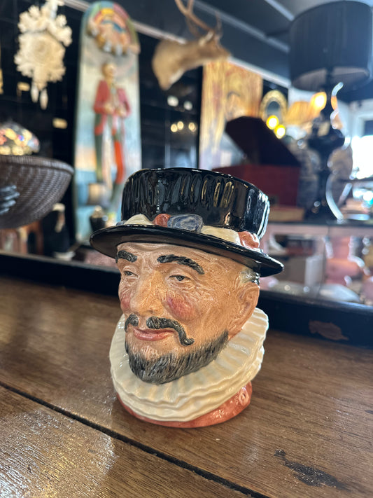 Vintage Royal Doulton Beefeater Character Jug D6206 - Large 6.5" Toby Mug - Made in England