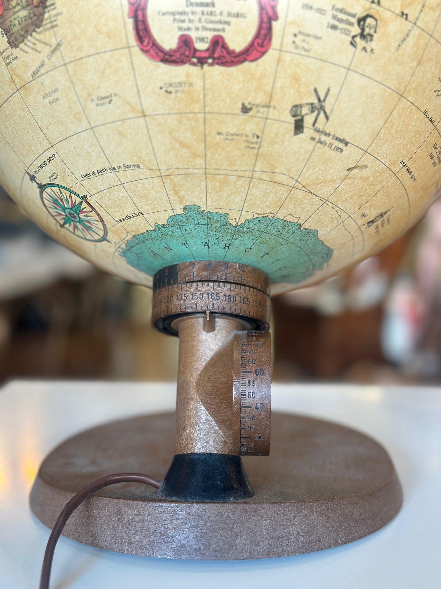 Vintage Micador Illuminated Globe Lamp – Retro Wooden Base World Globe Light