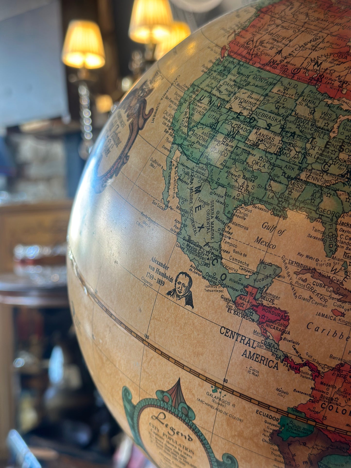 Vintage Micador Illuminated Globe Lamp – Retro Wooden Base World Globe Light