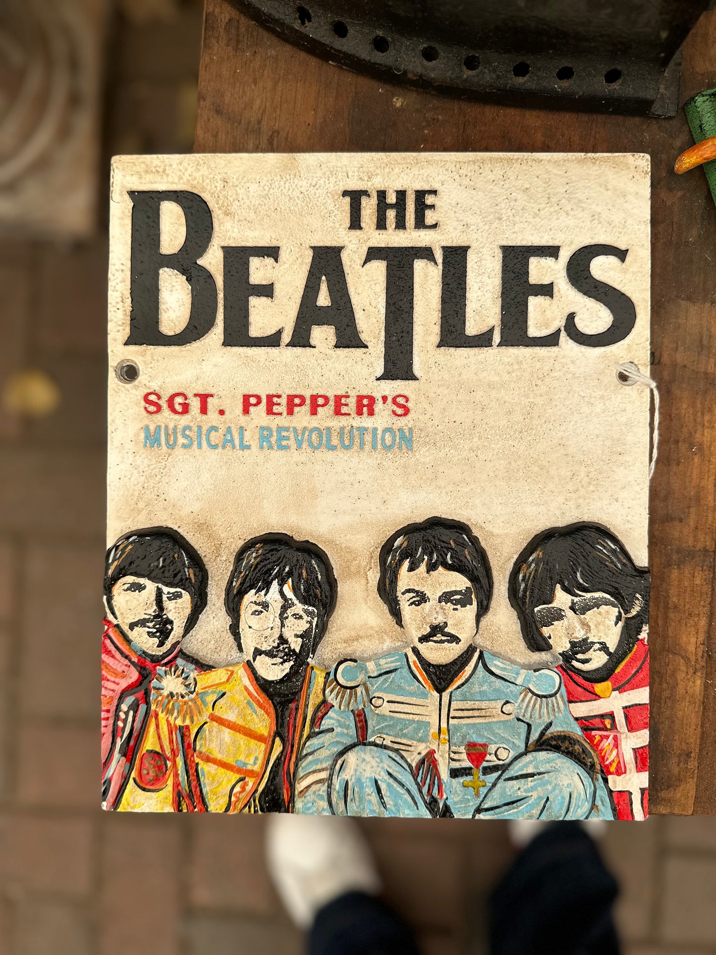 Vintage Style Beatles Sgt Pepper Cast Iron Wall Sign - 3D Relief Plaque