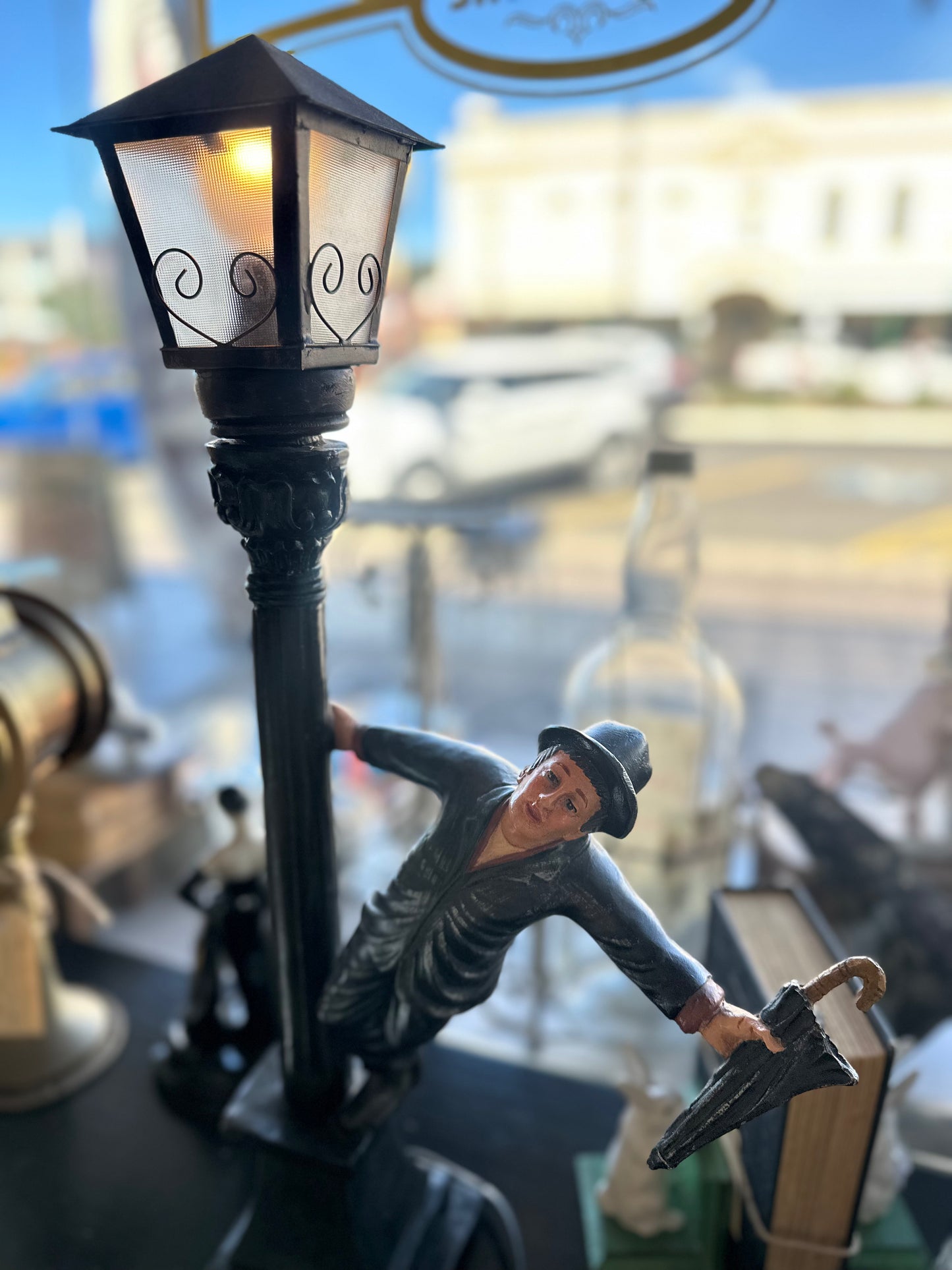 Vintage AID Street Lamp Table Lamp | 1960s Mid-Century Umbrella Man Figure