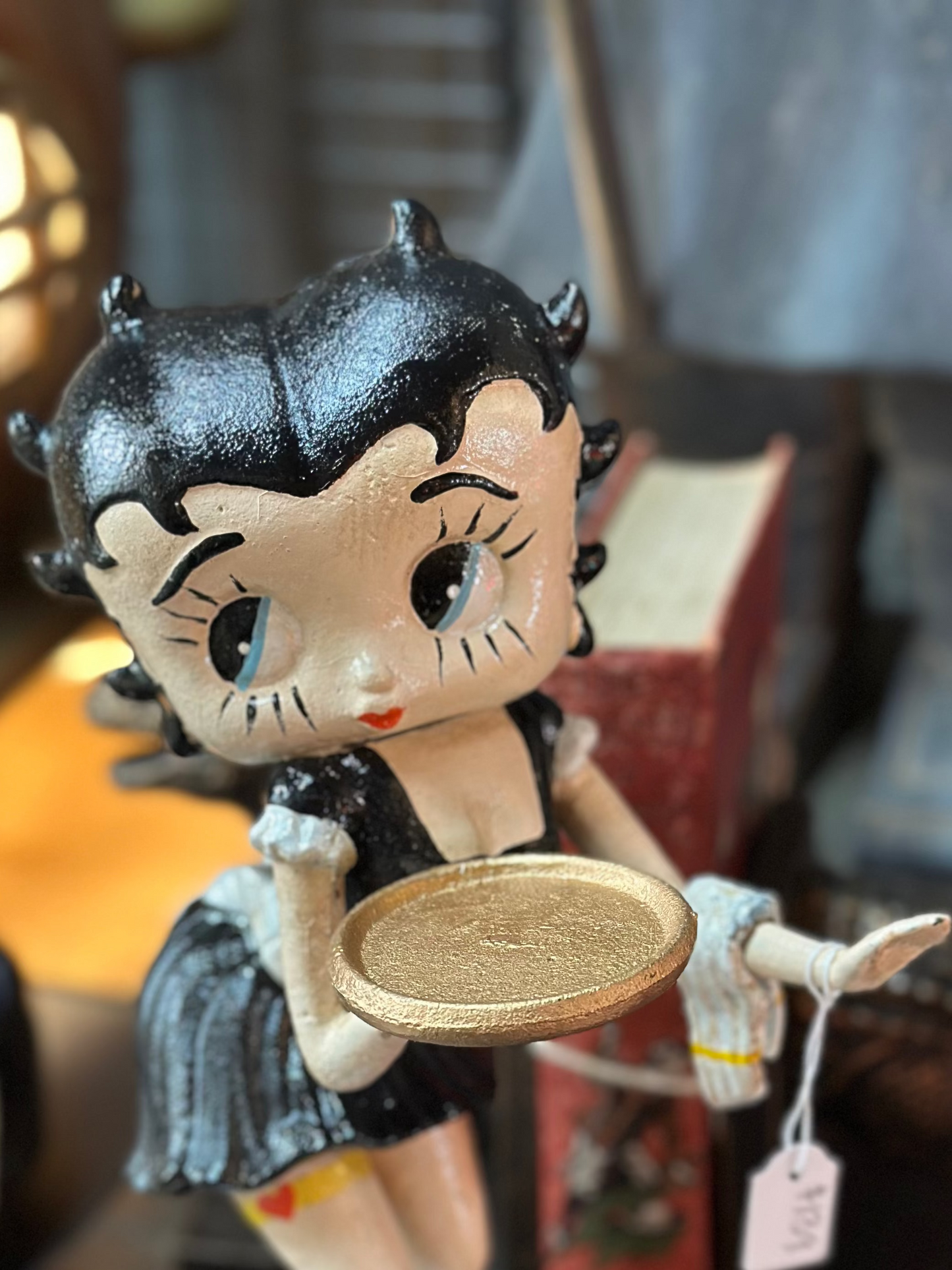 Betty Boop Cast Iron Waitress Figurine – Hand Painted Retro Diner Tray Statue