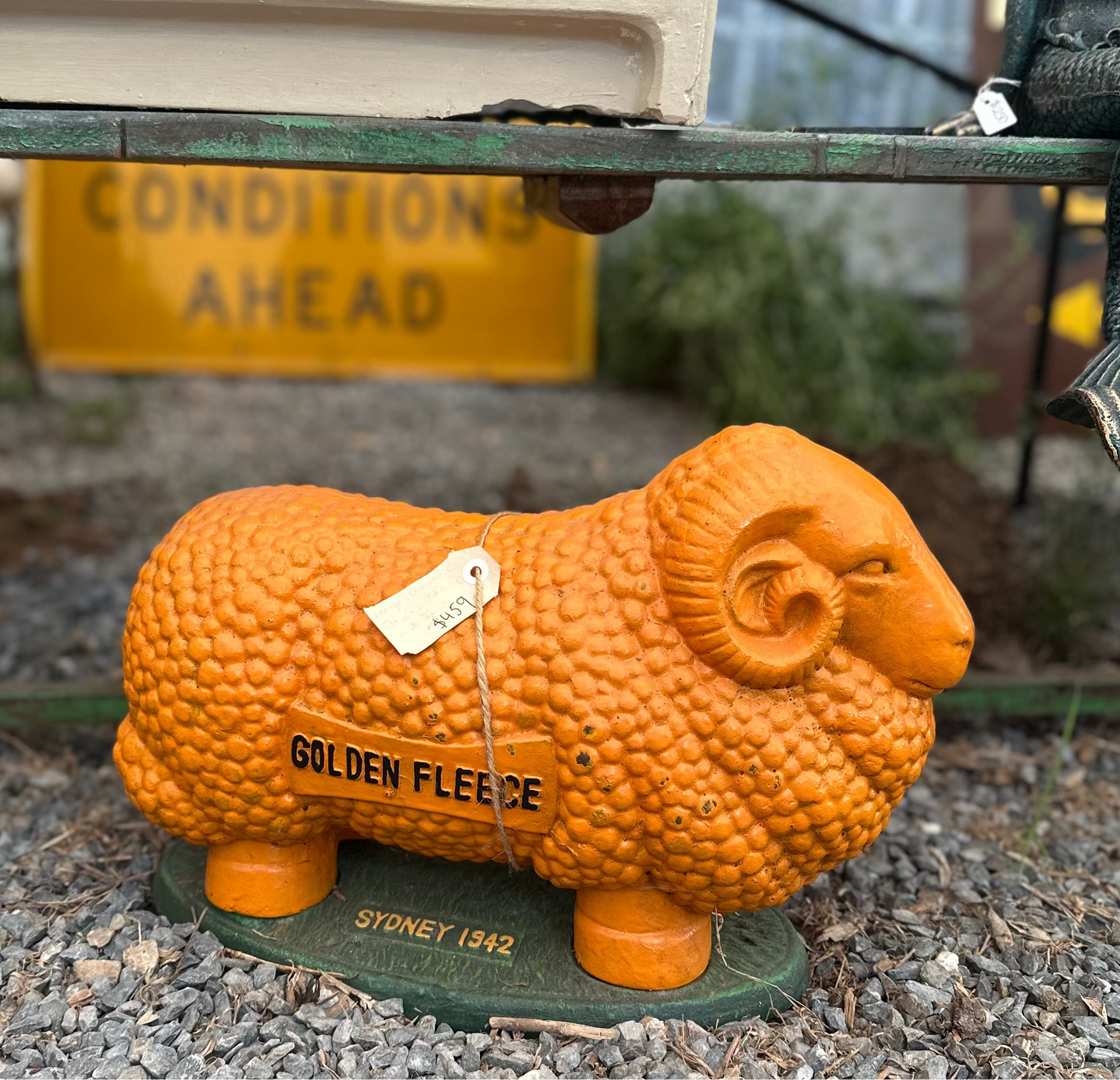 Cast Iron Golden Fleece Ram Statue Sydney 1942 – Vintage Style Australian Petrol Advertising Sheep
