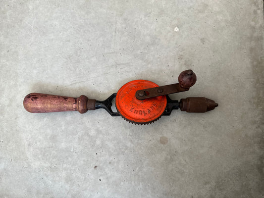Vintage Stanley No. 803 Hand Drill | Made in England 1940s-60s | Red Gear Wheel