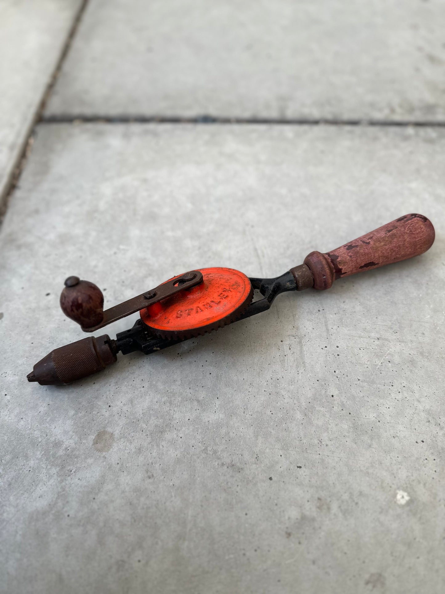 Vintage Stanley No. 803 Hand Drill | Made in England 1940s-60s | Red Gear Wheel