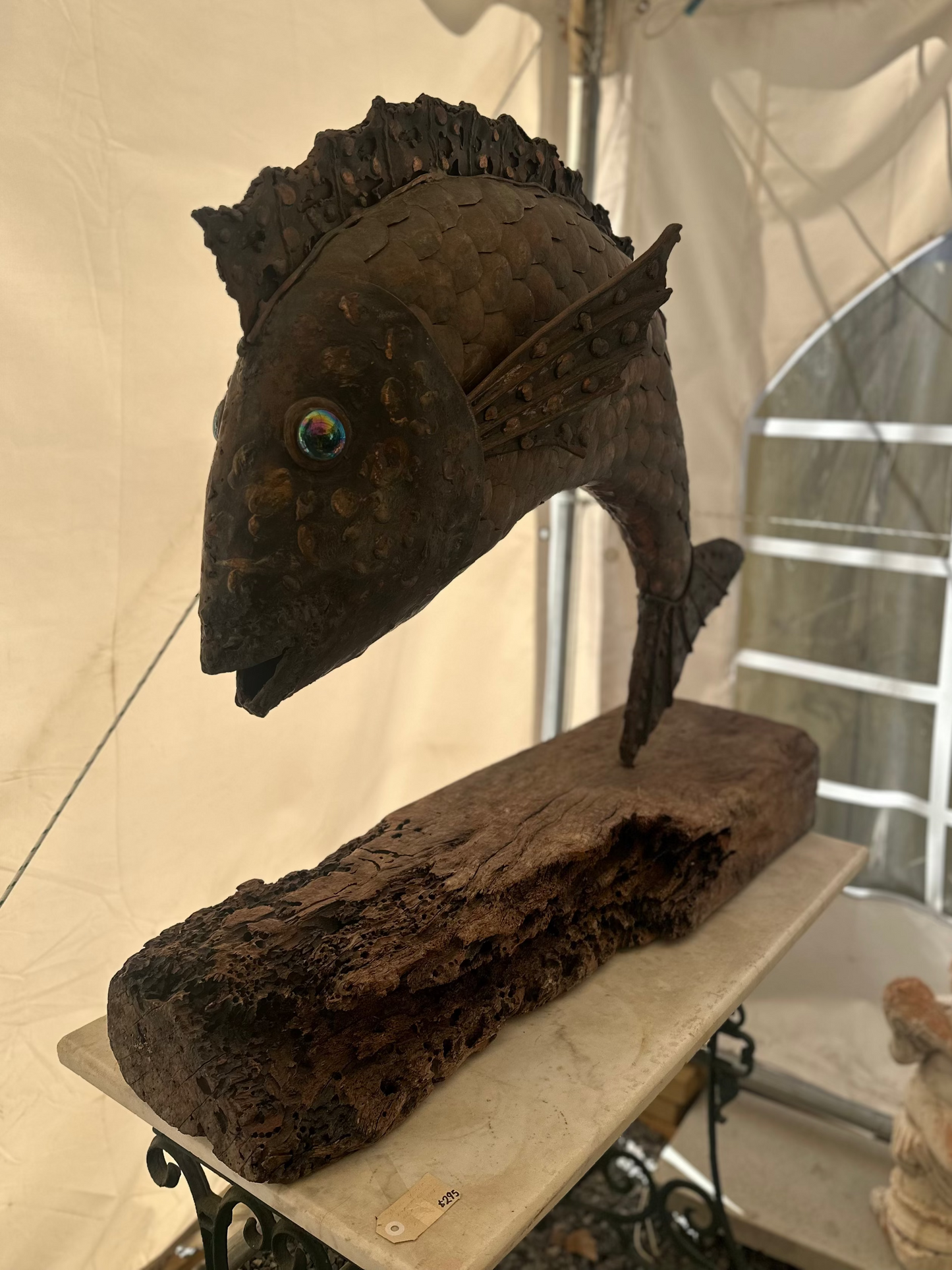 Steve Green "RAW" Large Metal & Reclaimed Wood Fish Sculpture - South Australian Artist
