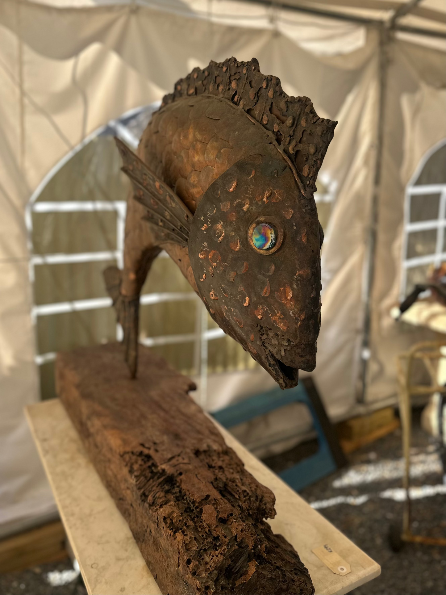 Steve Green "RAW" Large Metal & Reclaimed Wood Fish Sculpture - South Australian Artist