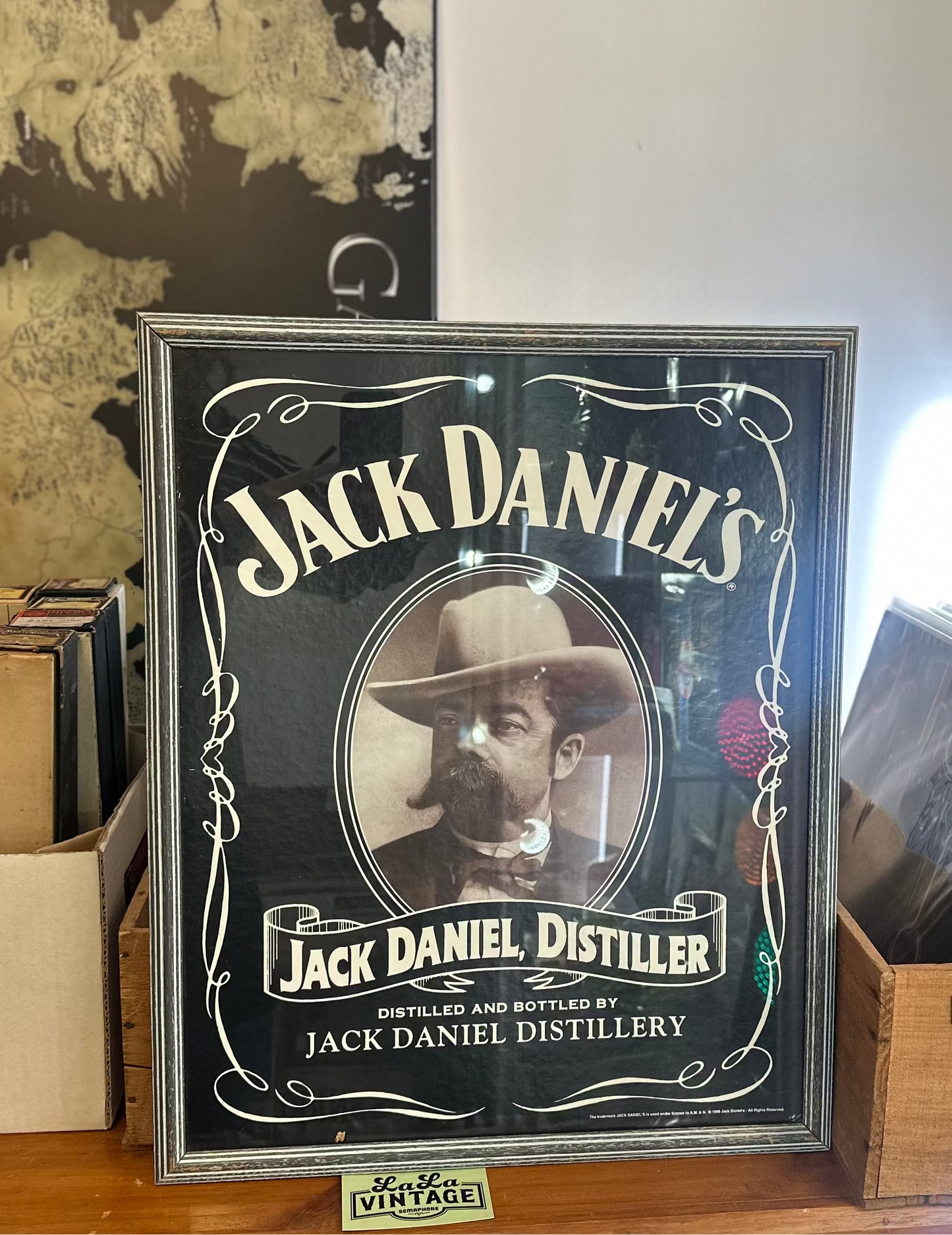 Vintage style 1998 Jack Daniel’s Portrait Framed Bar Sign - Jack Daniel Distiller Wall Art